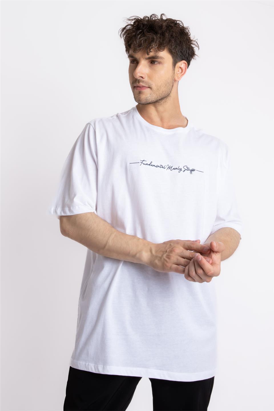 ADAM BOXESAdam Boxes Erkek/Unisex Oversize O-Yaka  T-shirt Fmsuelto - Beyaz