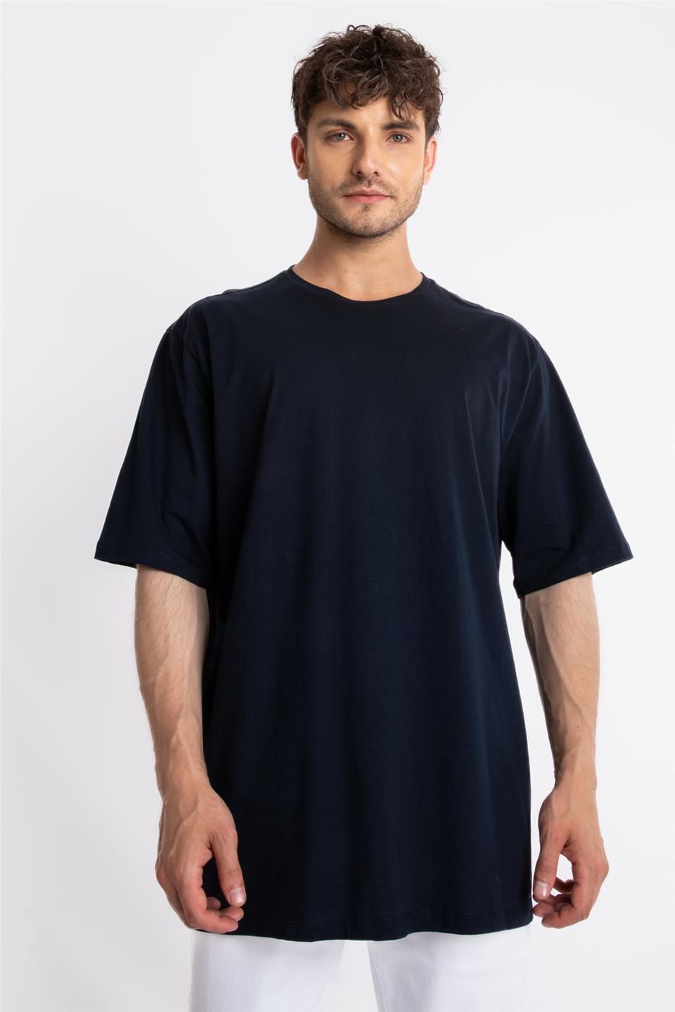 ADAM BOXESAdam Boxes Erkek/Unisex Oversize O-Yaka T-shirt Basuelto - Lacivert