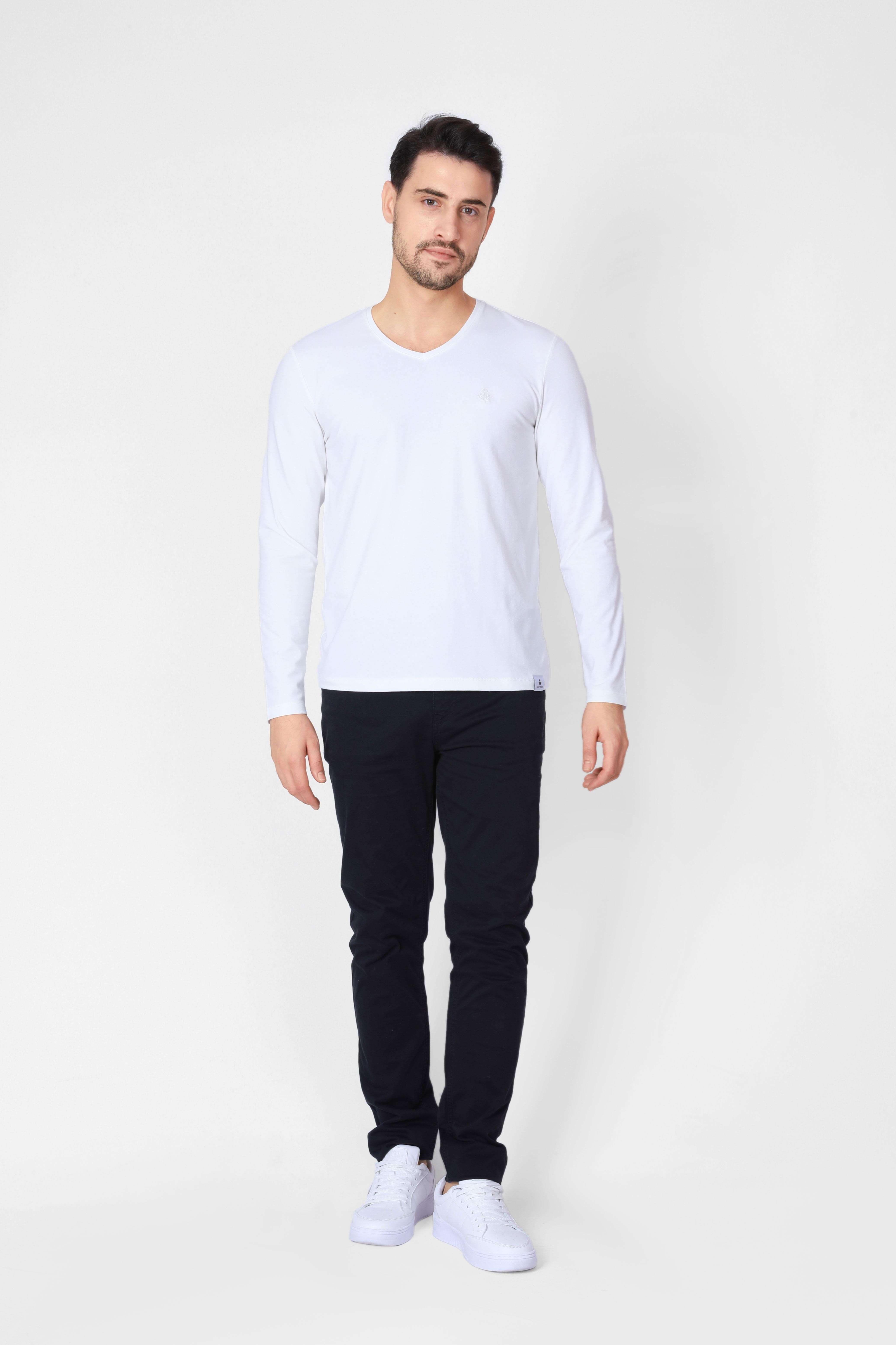 ADAM BOXESADAM BOXES V Yaka Uzun Kollu T-shirt NP-Trelargo - Ekru