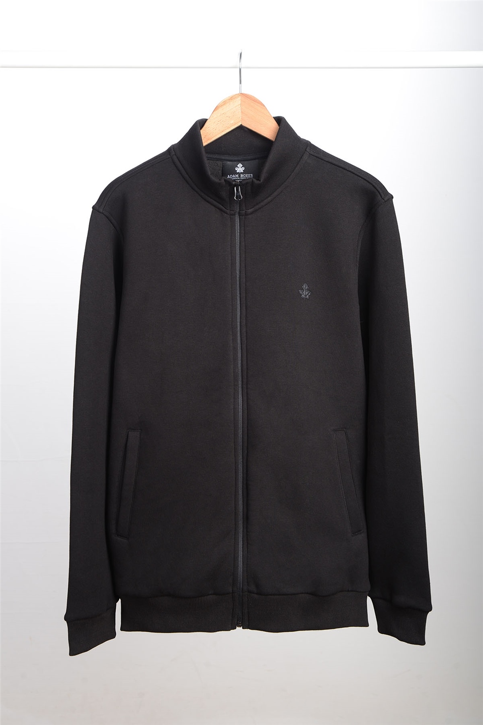 ADAM BOXESDik Yaka Fermuarlı Sweatshirt Karianda - Siyah