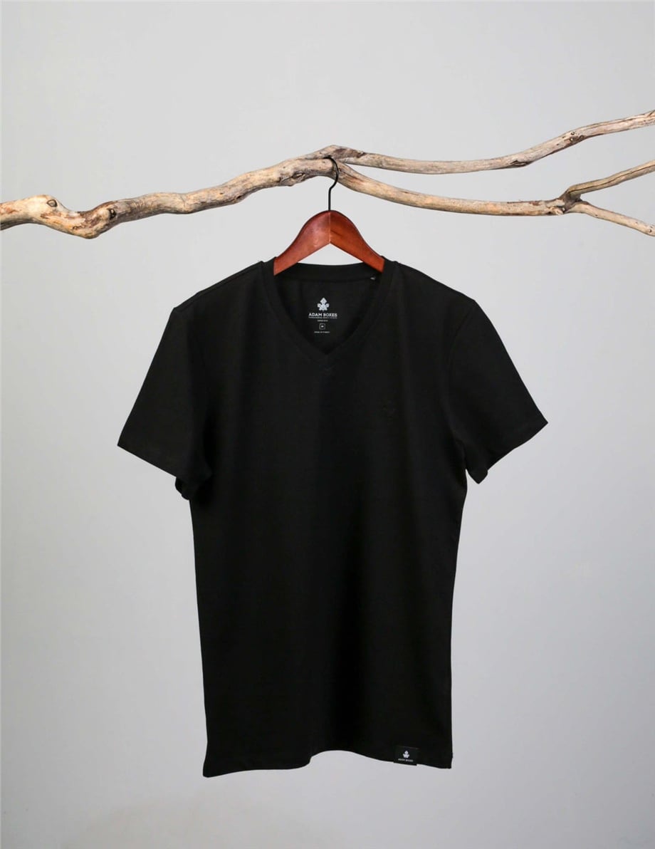 V Yaka T-shirt Alpes - Siyah
