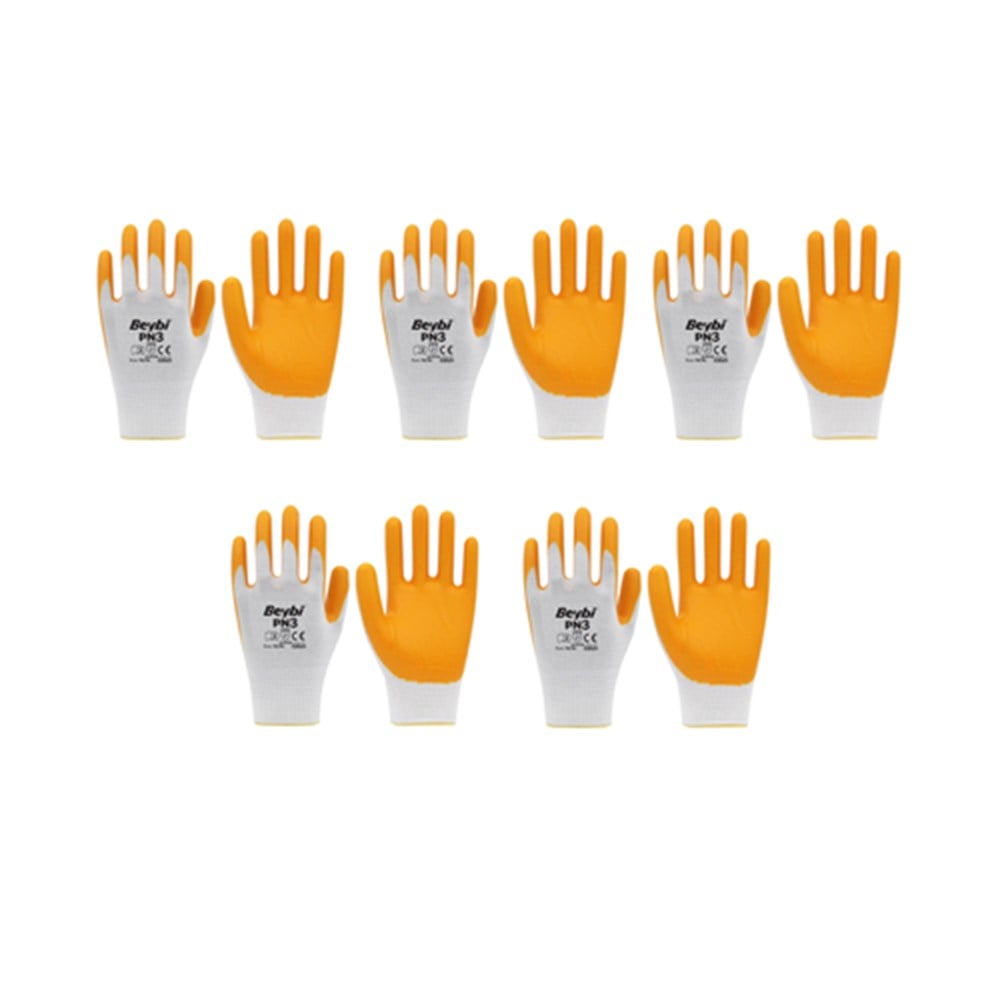 Beybi Pn3 Sarı  Nitril İş Bahçe Eldiveni 10XL x 5