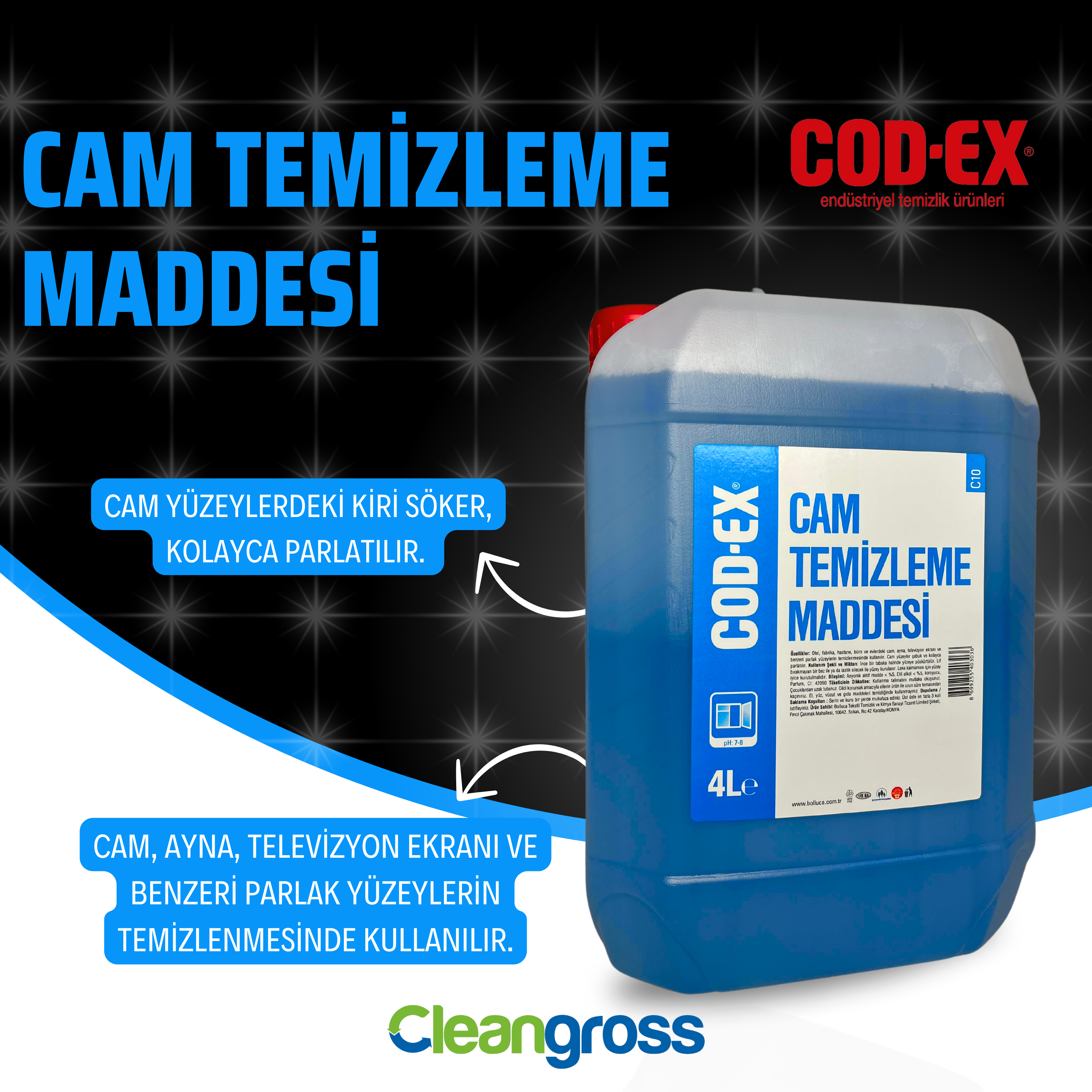 COD-EX Cam Temizleme Maddesi 4 L