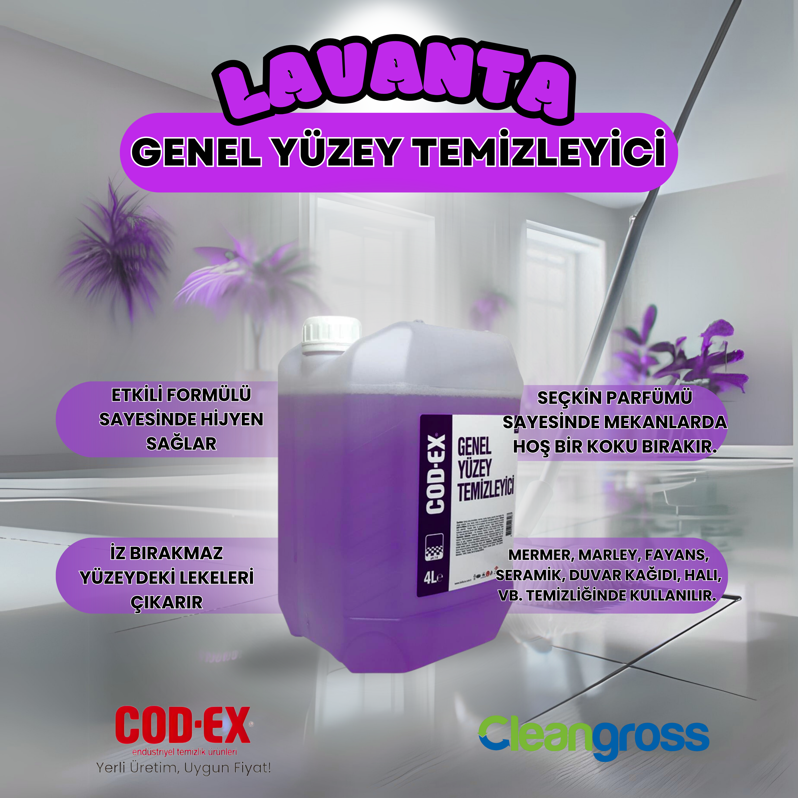 COD-EX Genel Yüzey Temizleyici Lavanta 4 L