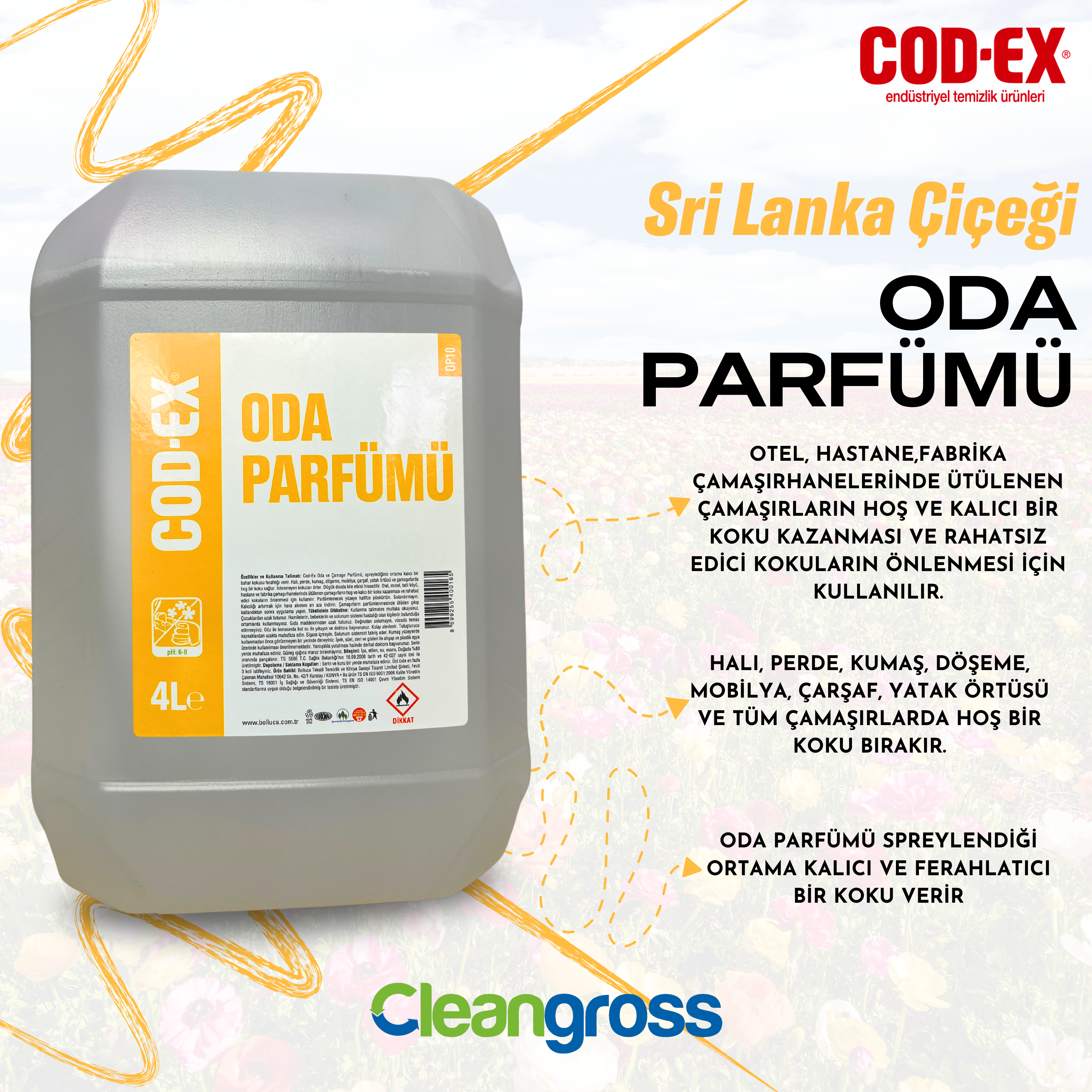 COD-EX Oda Ve Çamaşır Parfümü 4 L