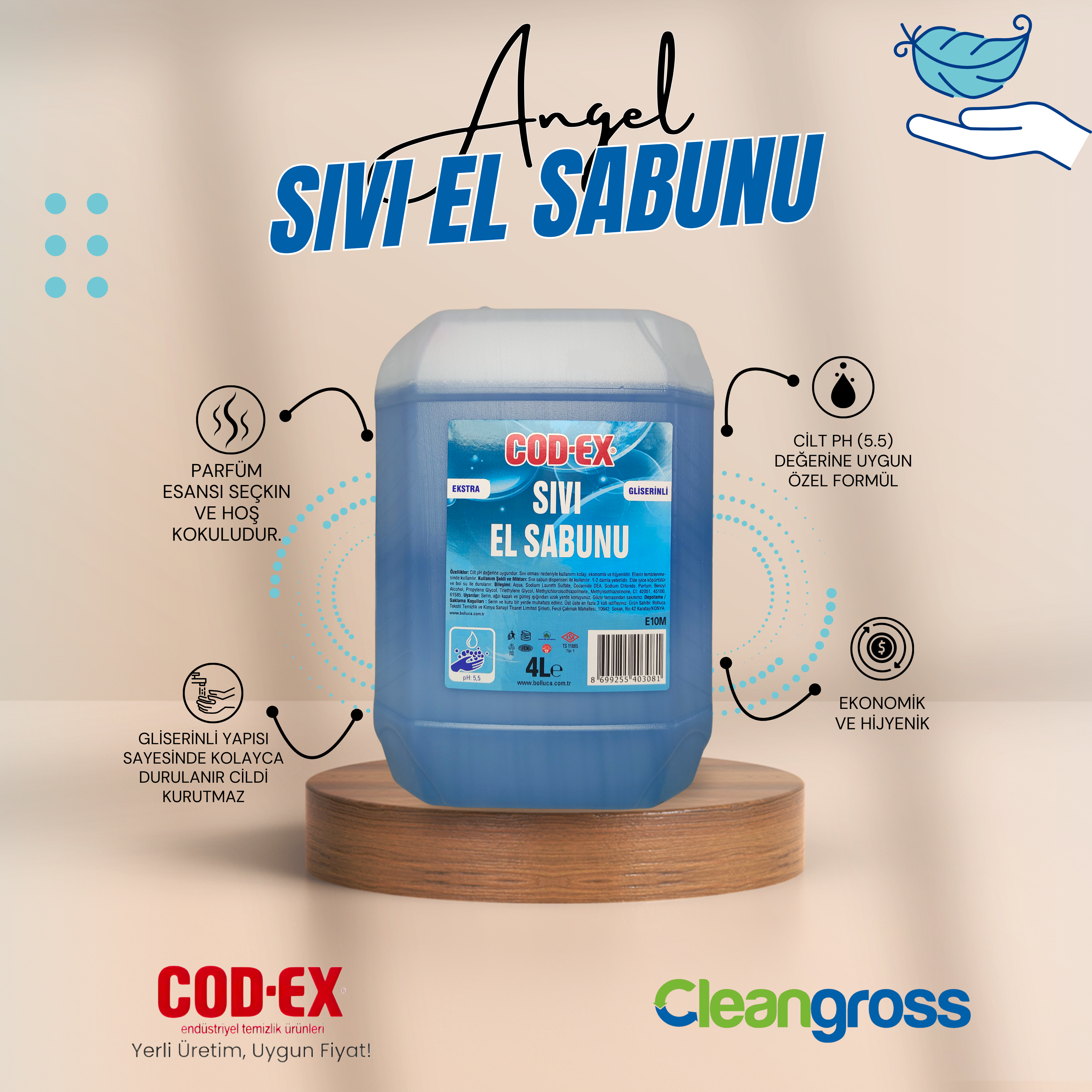 COD-EX Sıvı El Sabunu 4 Litre Angle