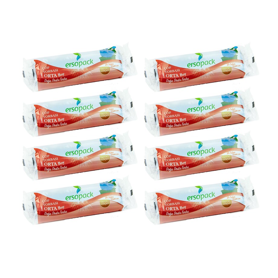 Ersopack 55x60cm Orta Boy Çöp Torbası 20x8 Adet