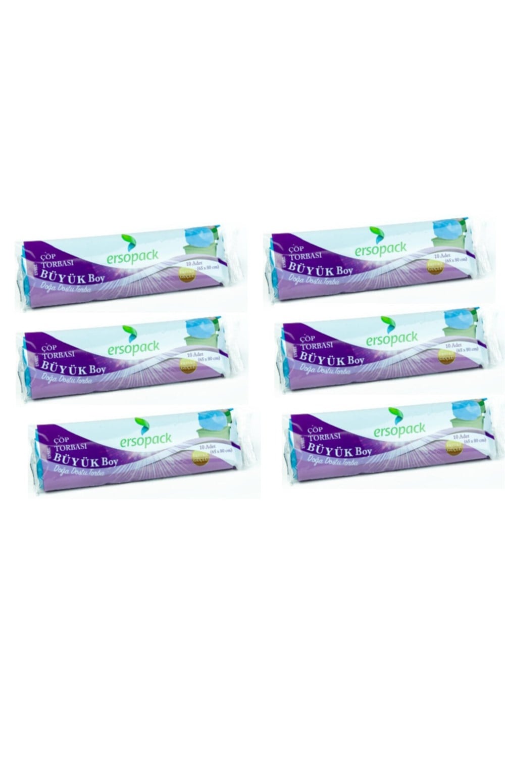 Ersopack Evsel 65x80cm Çöp Torbası Mavi - 6 Rulo