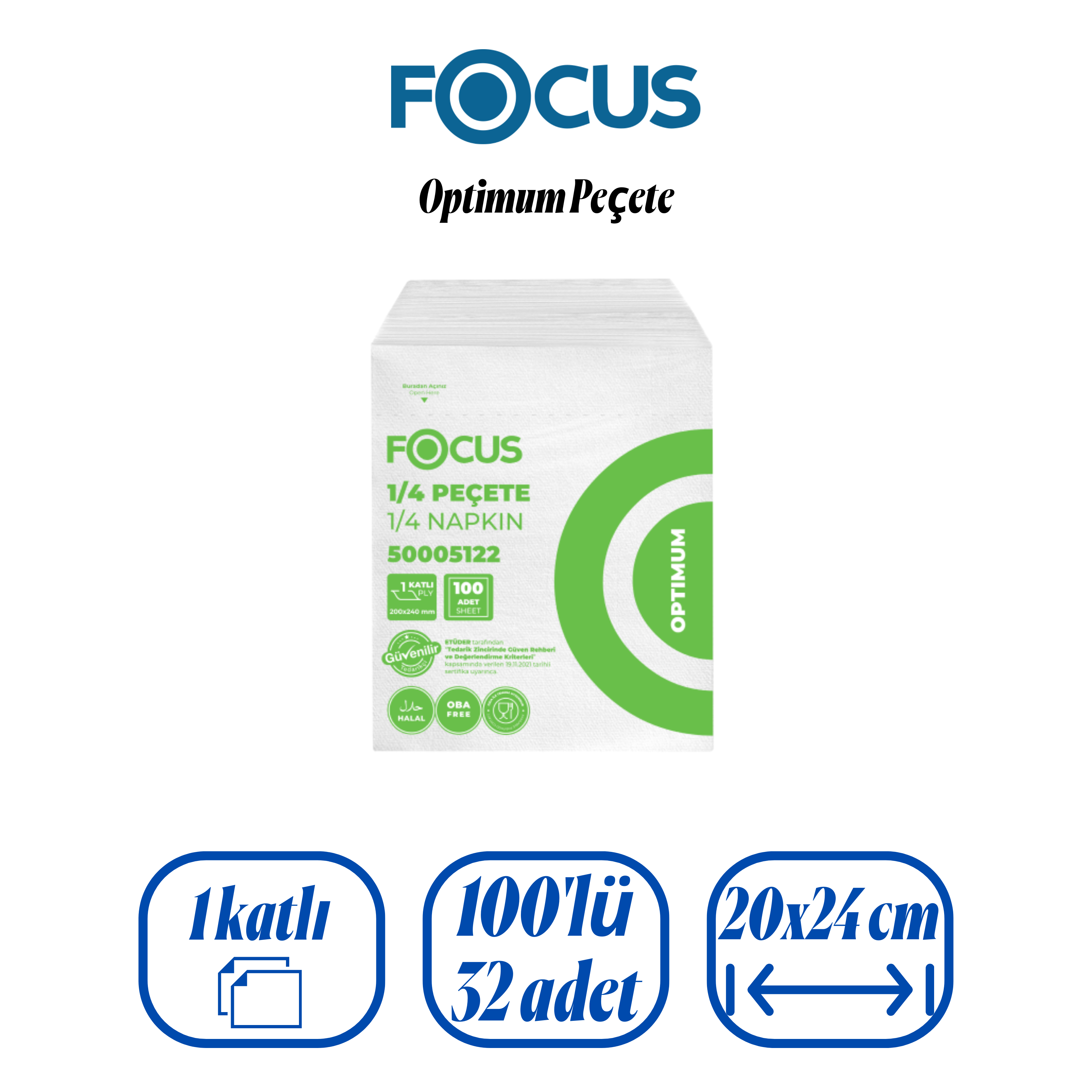 Focus Optimum Peçete (20x24) 100 lü - 1 Koli