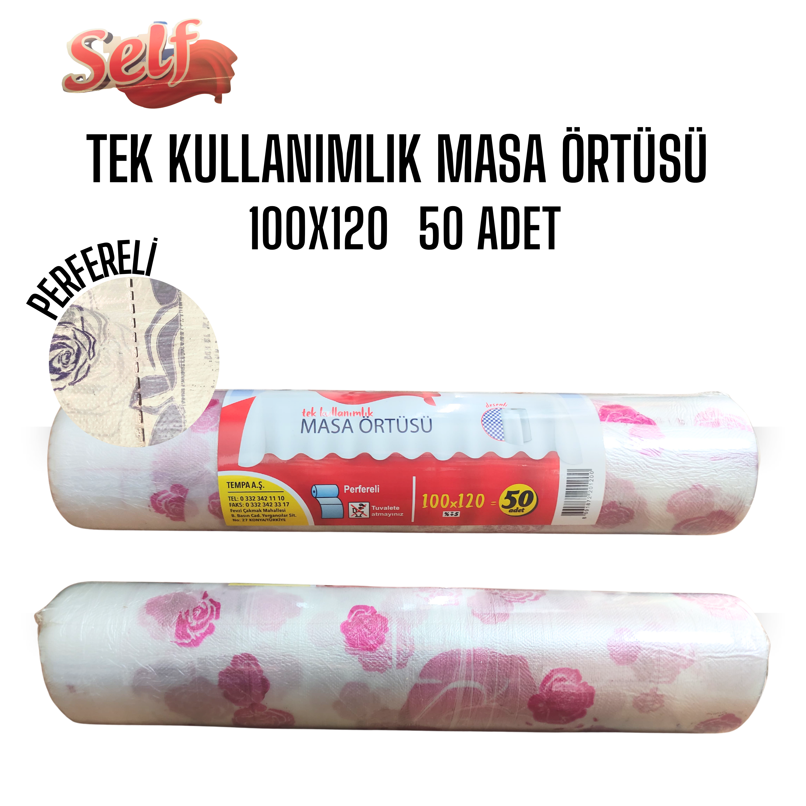 Self Tek Kullanımlık Naylon Masa Örtüsü 100x120 cm 50 Li