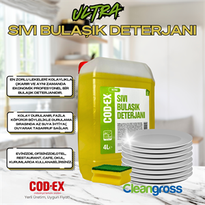 COD-EX Elde Yıkama Sıvı Bulaşık Deterjanı 4 Lt Ultra Güçlü