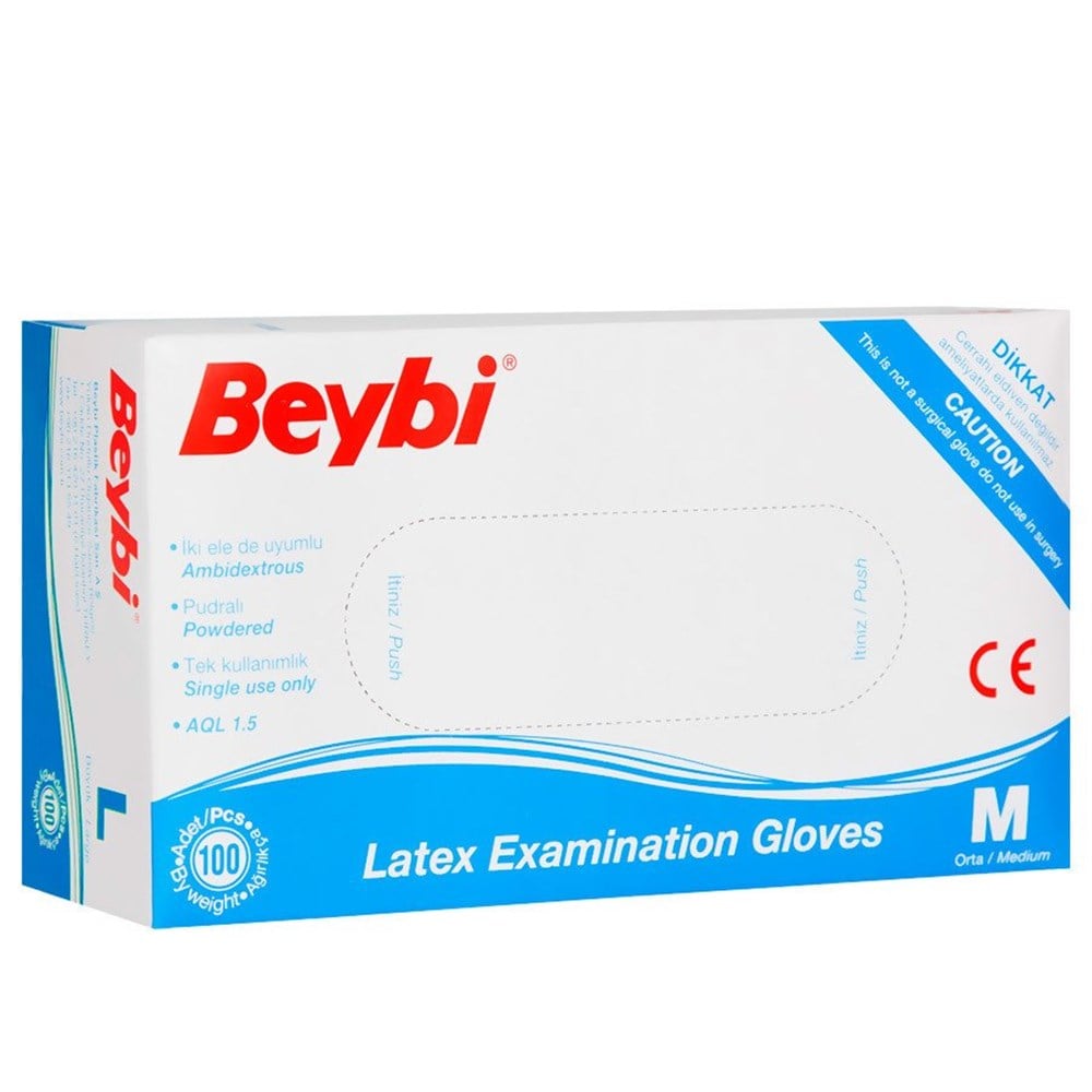 Beybi Lateks Pudralı Eldiven M 100 Adet
