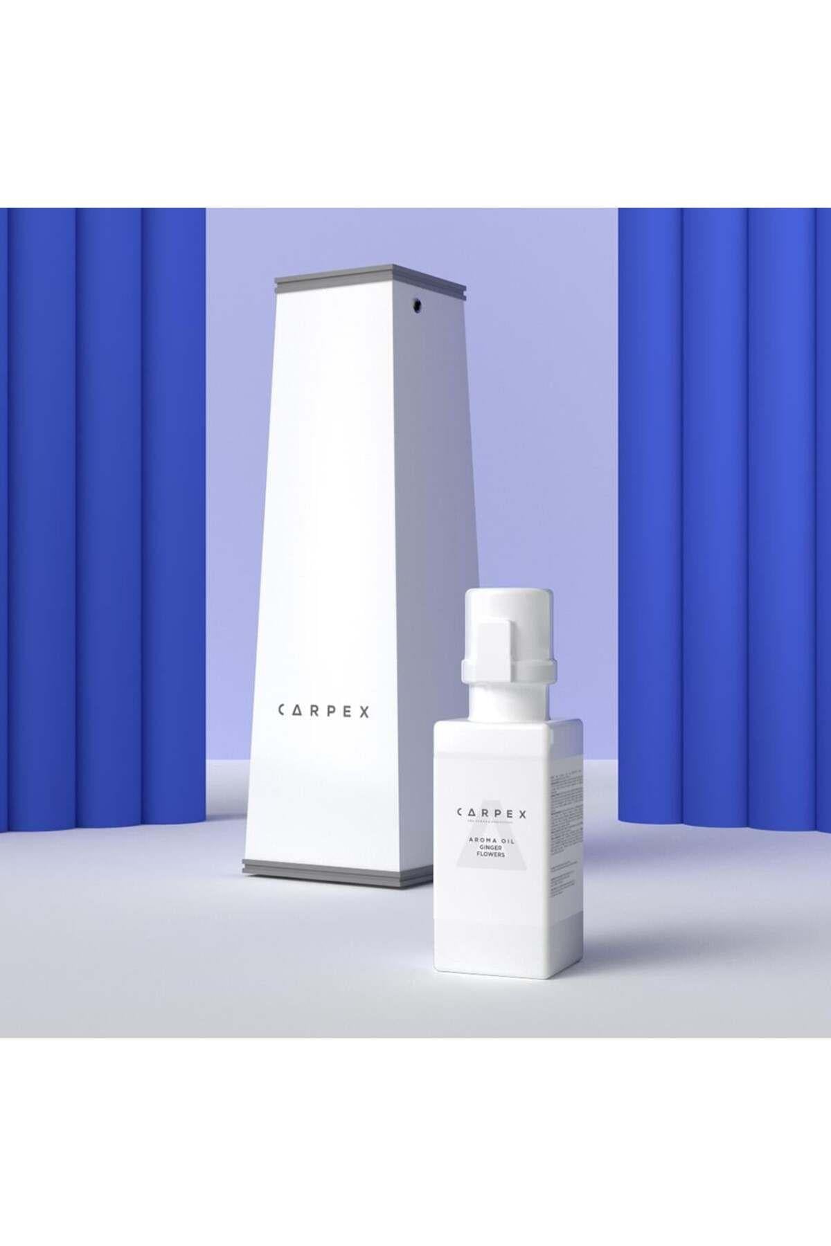 CARPEX Auramax Pro 1200L Geniş Alan Koku Makinesi Beyaz ve Ginger Flowers Auramax Koku Kartuşu 250 ML Seti