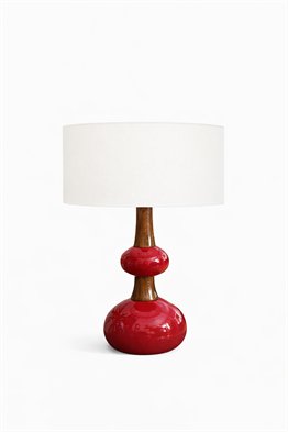 Lipa Kırmızı Ahşap Abajur