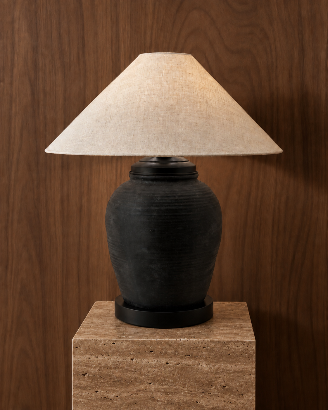 Reinaldo Siyah Terracotta Seramik Abajur