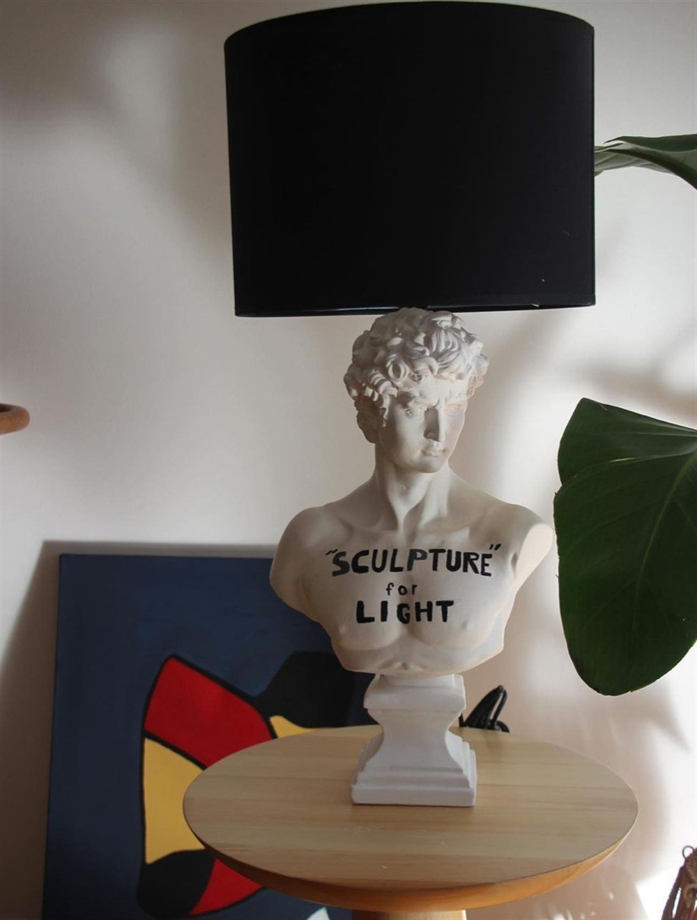 Siyah Kadife Heykel Abajur