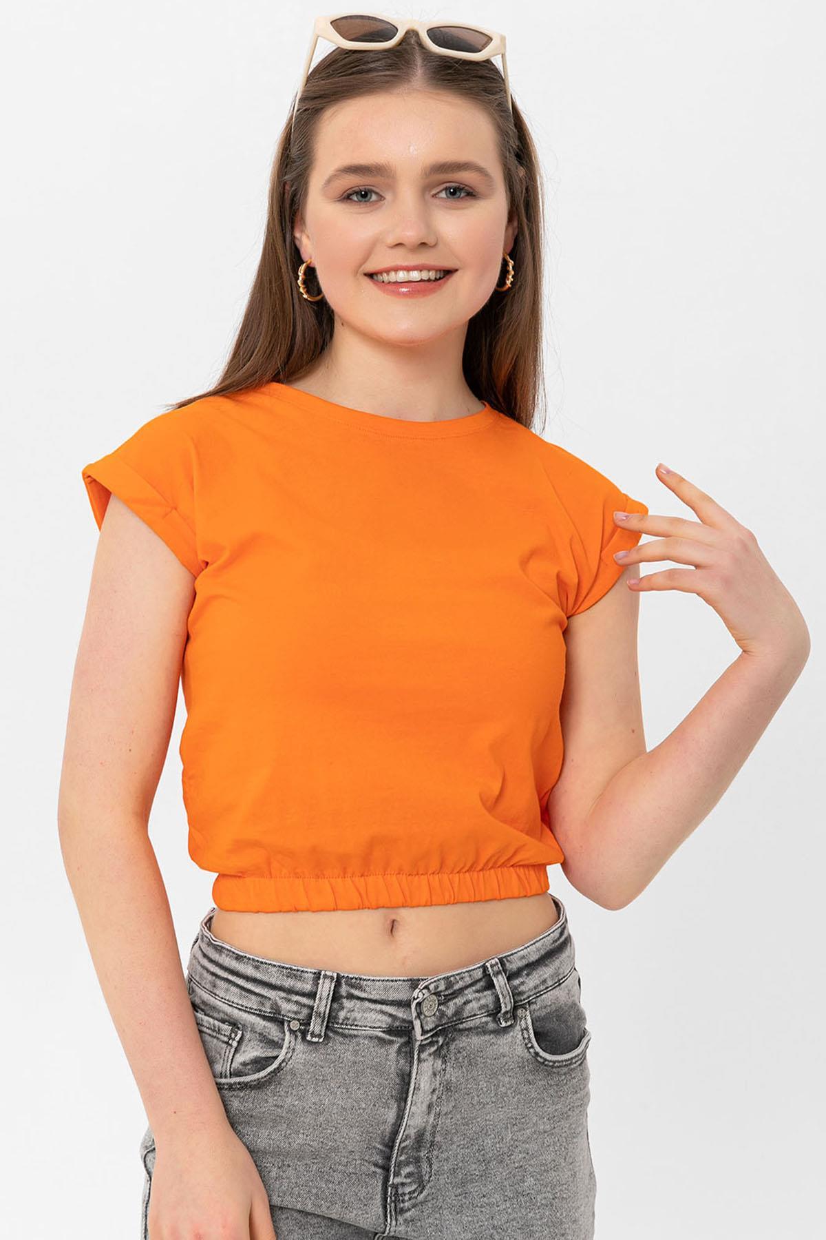 Kadın Altı Lastik Detaylı Kısa T-Shirt 230091 -