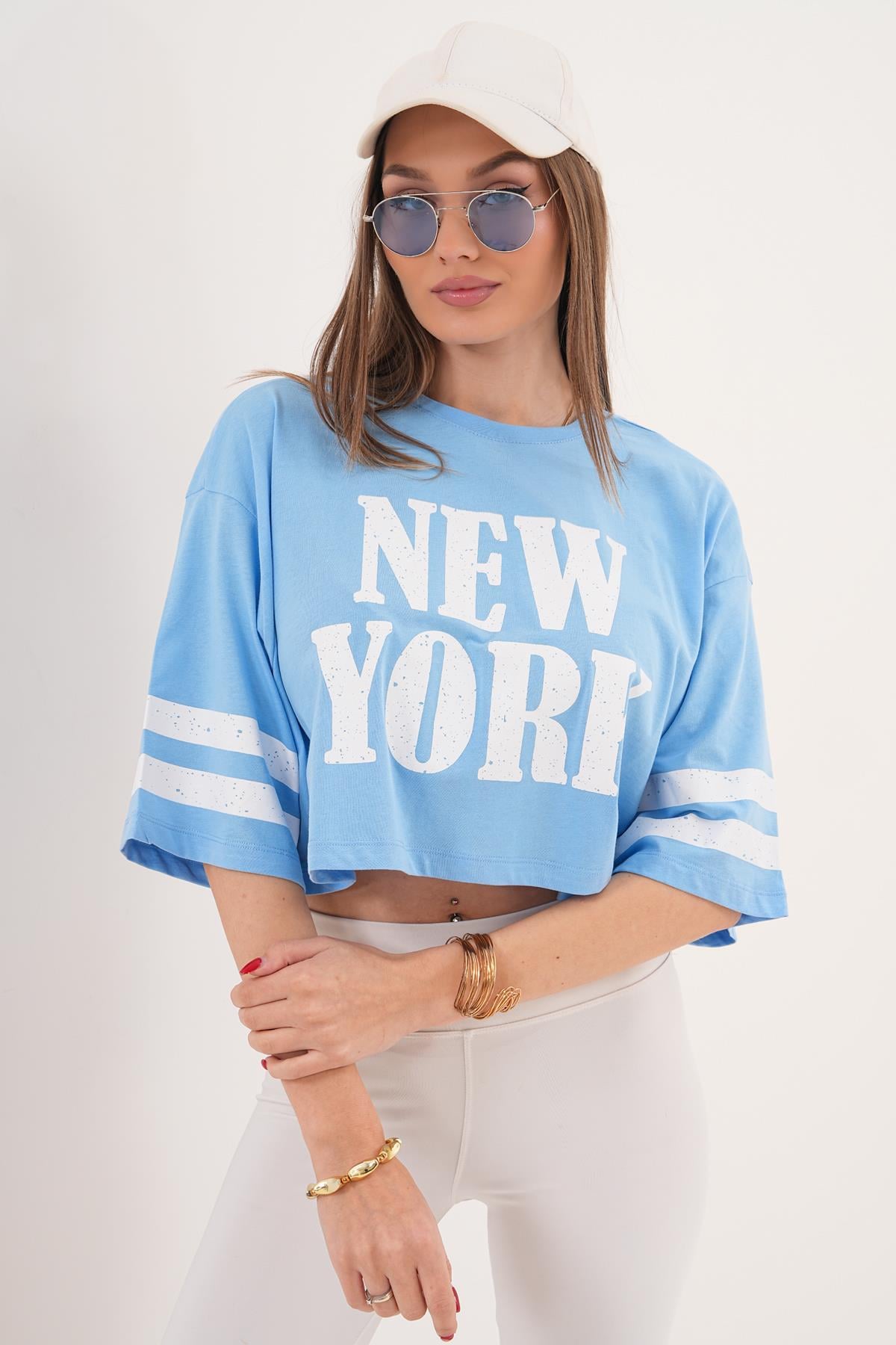 Kadın Baskı Detaylı Kısa Oversize Tişört - 260050