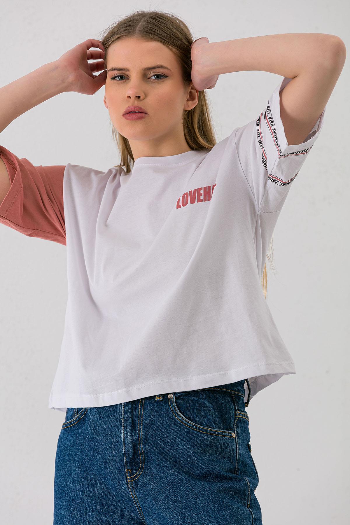 Kadın Baskı Detaylı Oversize T-shirt