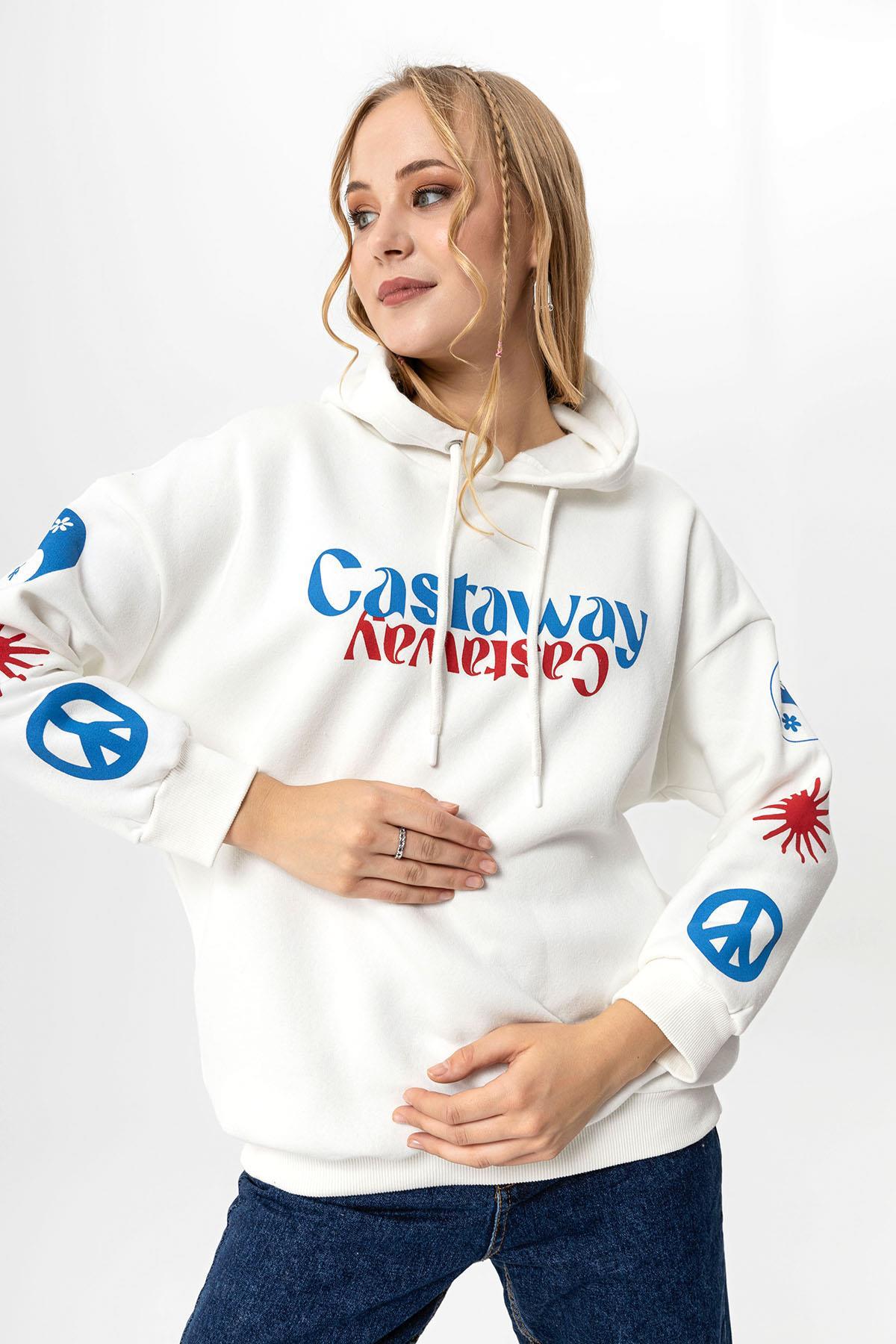 Kadın Baskı Detaylı Üç İplik Sweatshirt