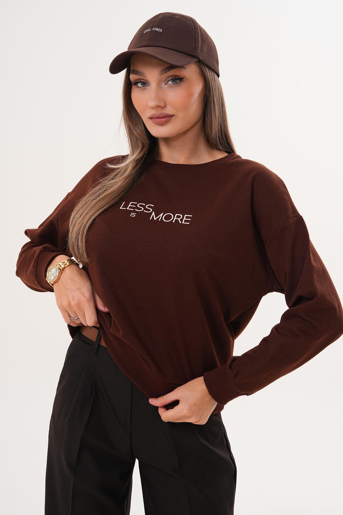 Kadın Baskılı İki İplik Sweatshirt 255329 -