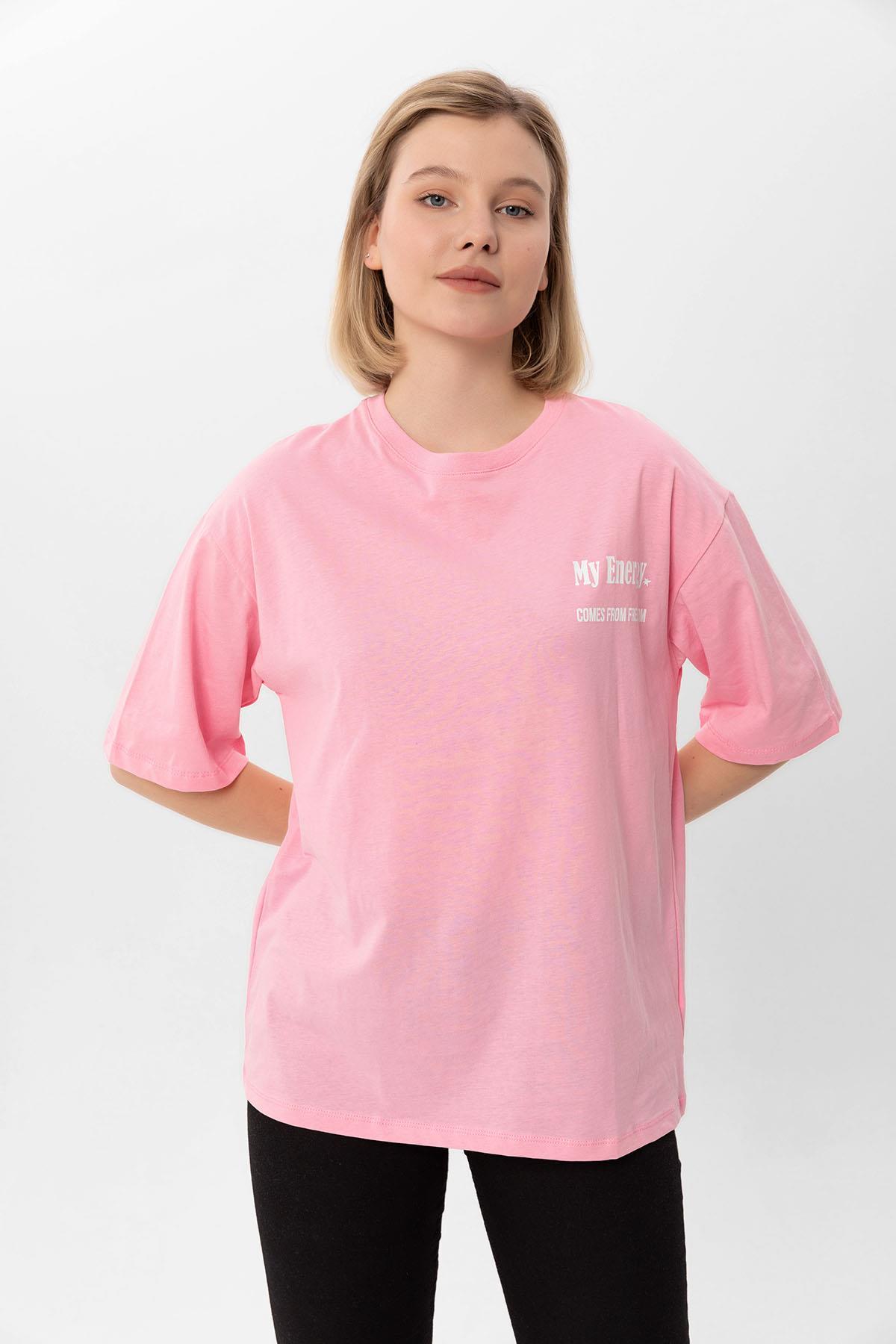 Kadın Baskılı Oversize Tişört