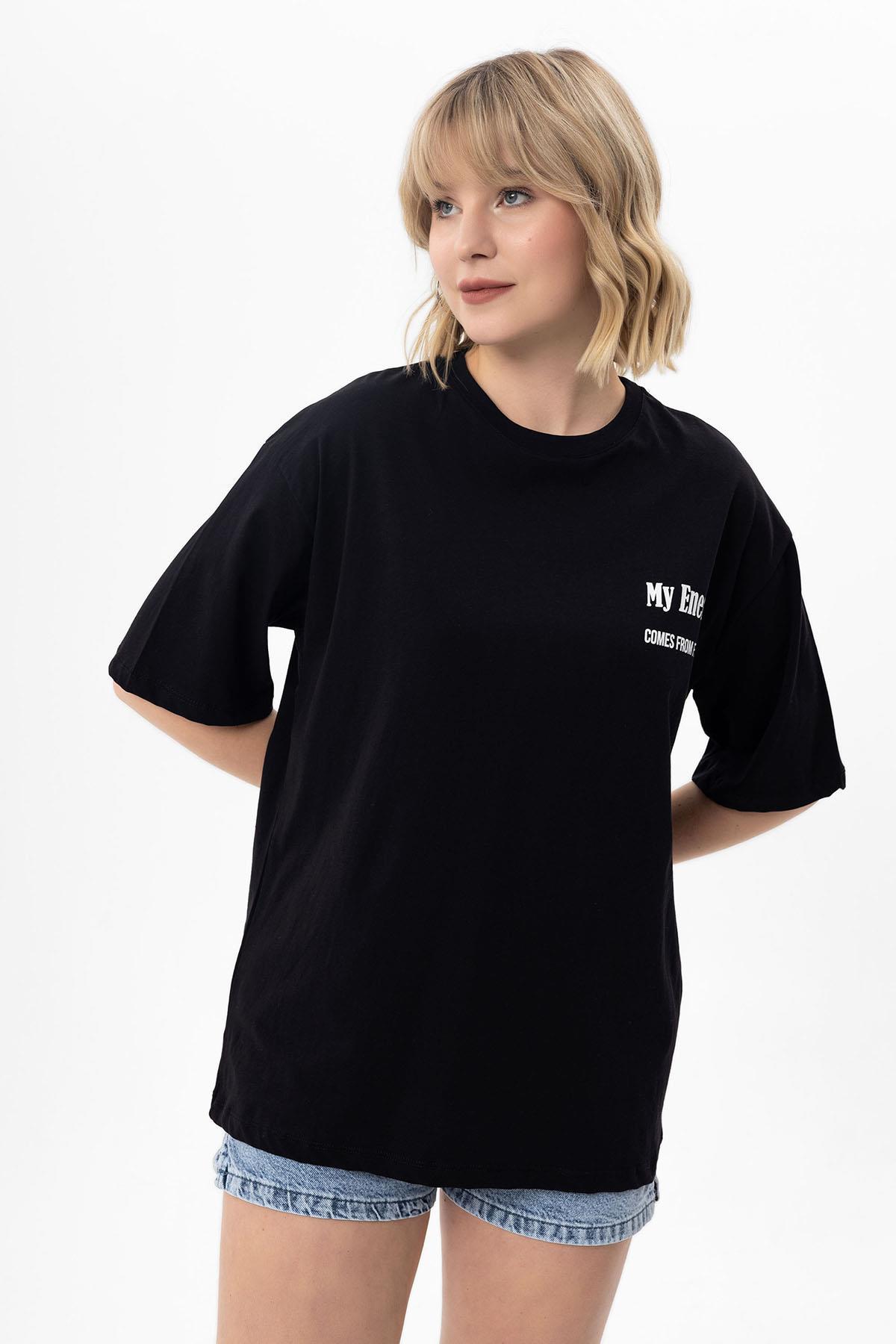 Kadın Baskılı Oversize Tişört