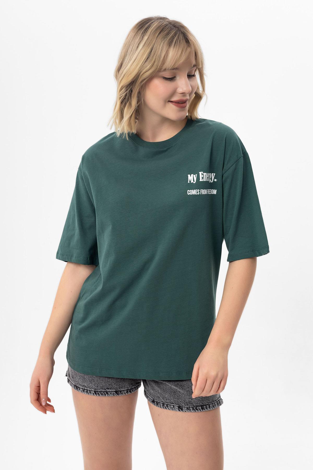 Kadın Baskılı Oversize Tişört