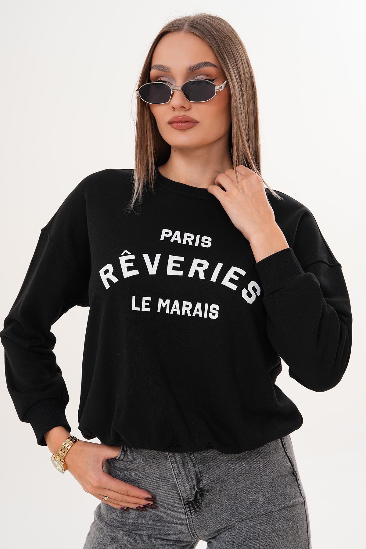 Kadın Baskılı Üç İplik Sweatshirt 255322 -