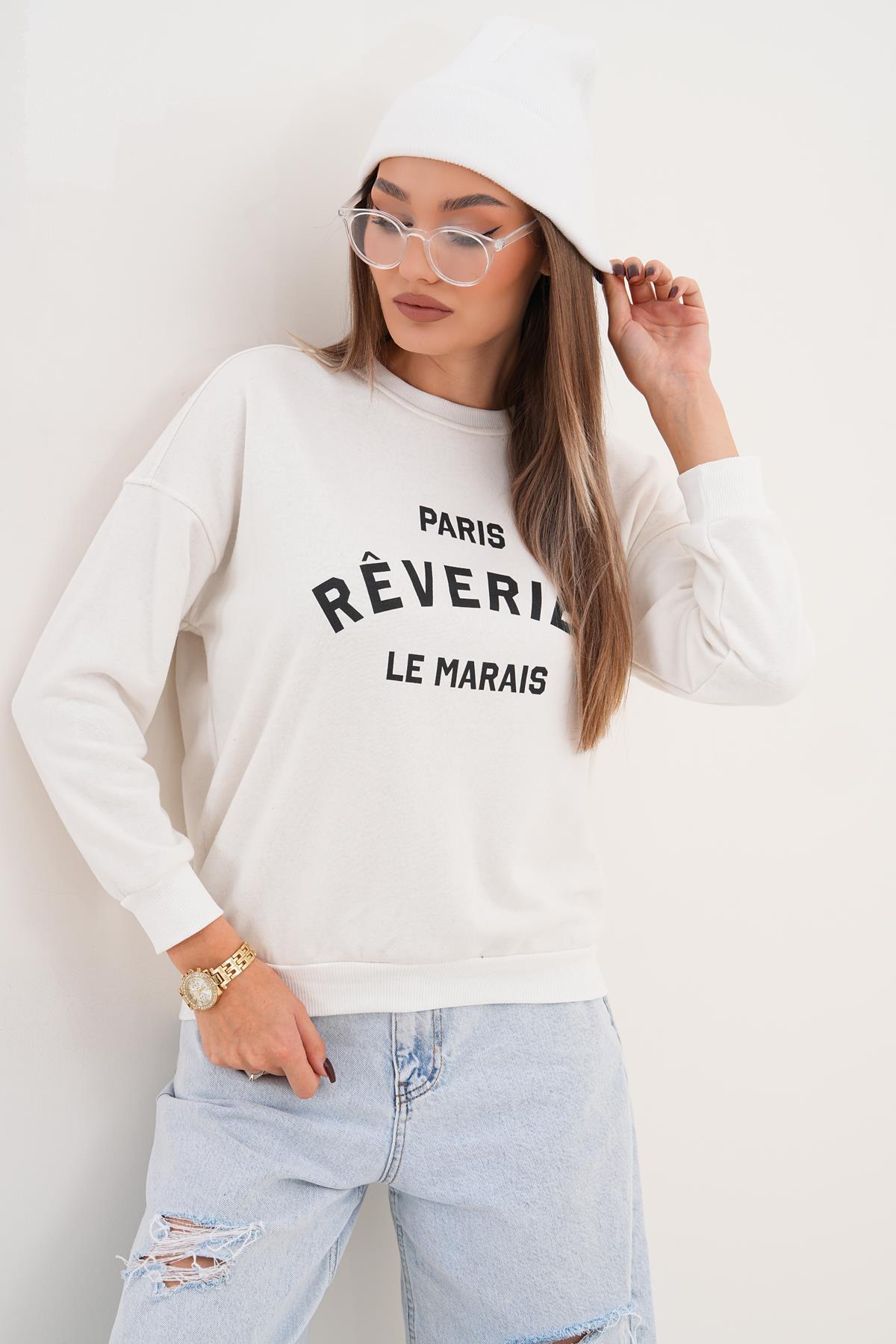 Kadın Baskılı Üç İplik Sweatshirt 255322 -