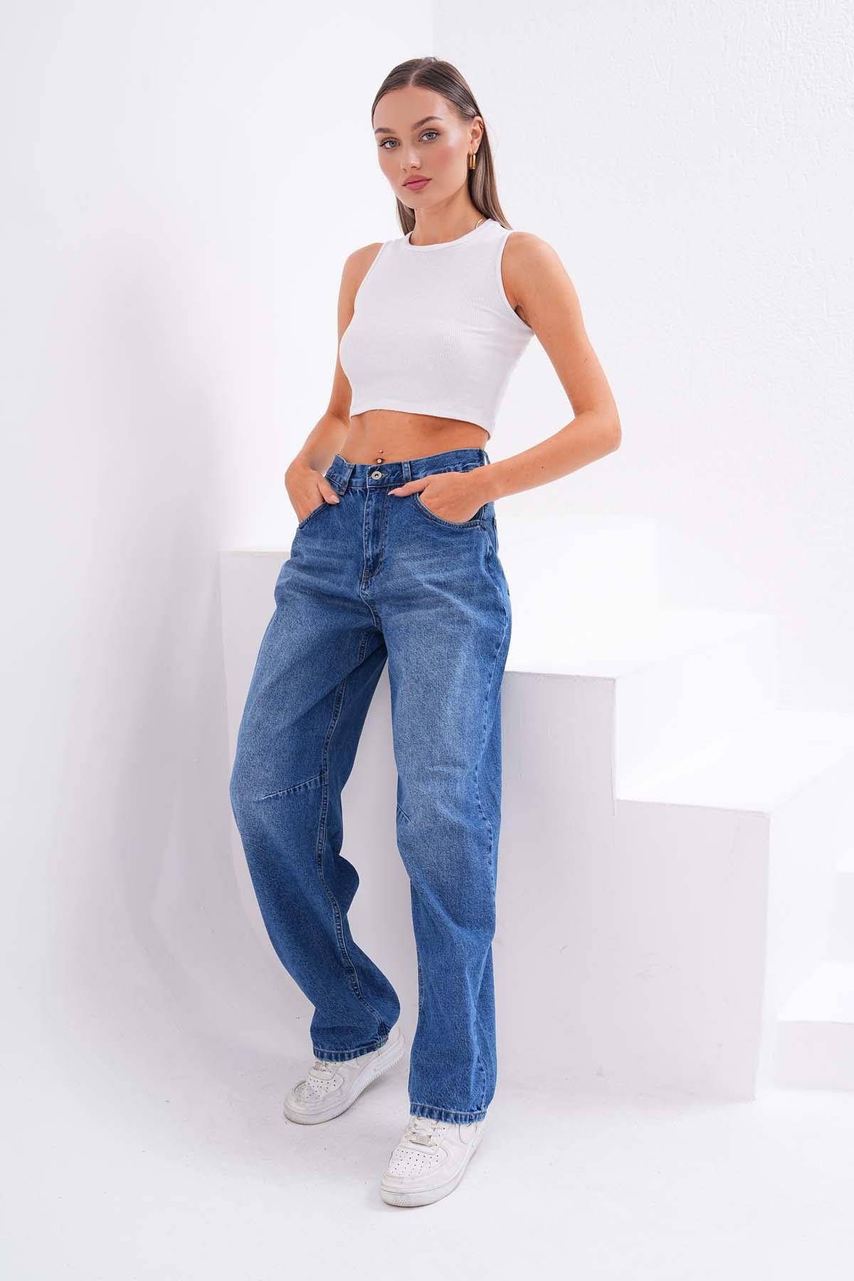 Kadın Beli Kemer Detaylı Kot Pantolon 260024 -