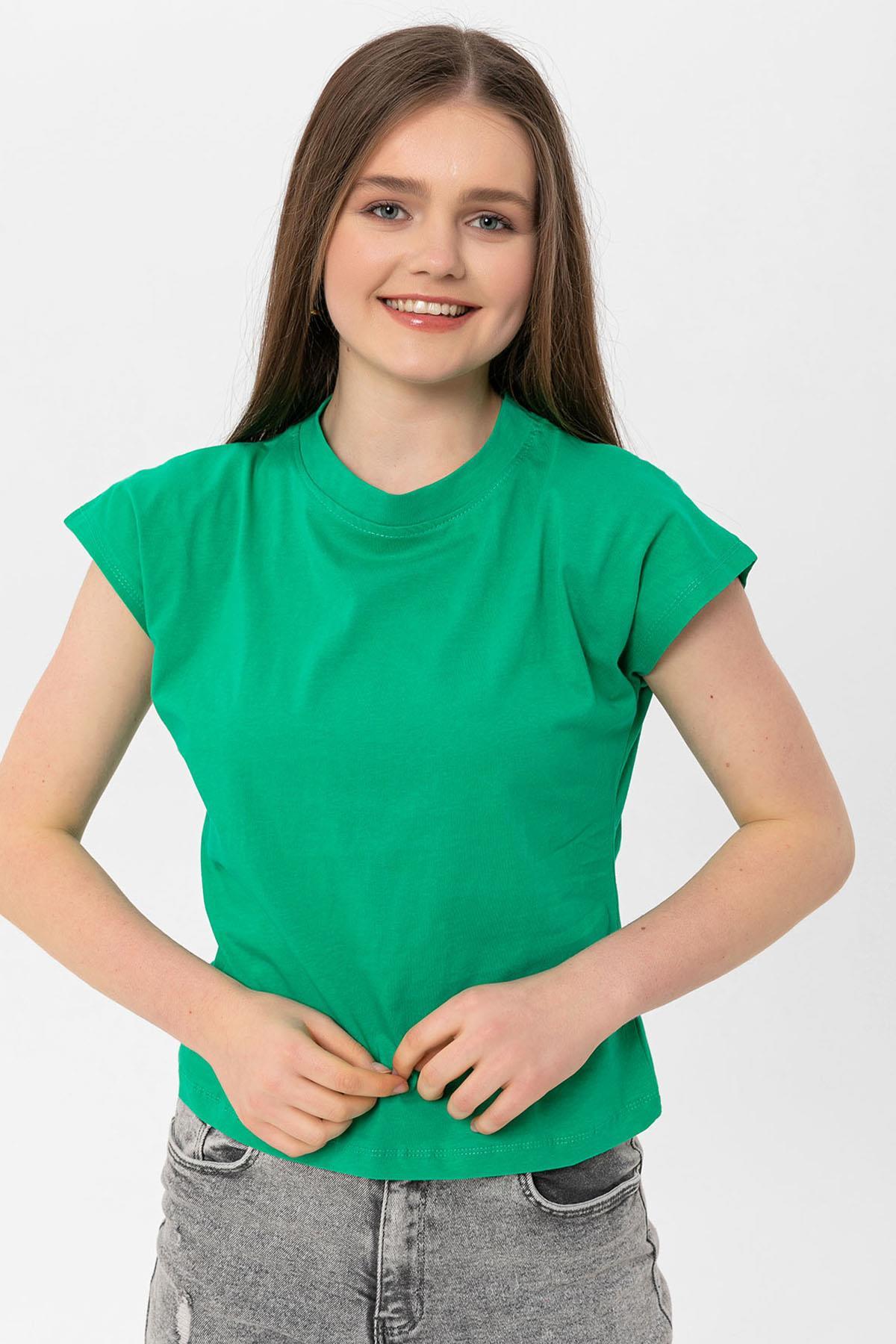 Kadın Bisiklet Yaka Basic T-Shirt