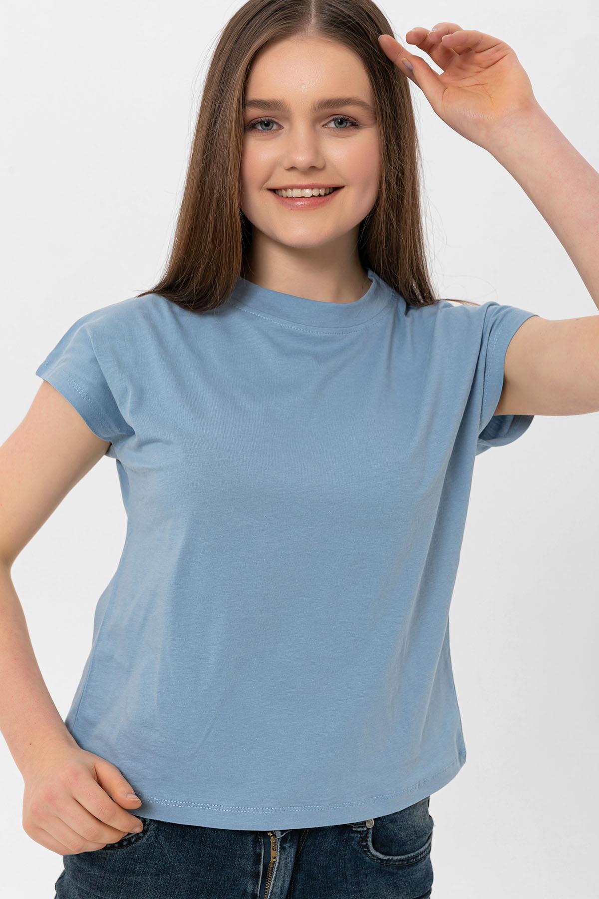 Kadın Bisiklet Yaka Basic T-Shirt