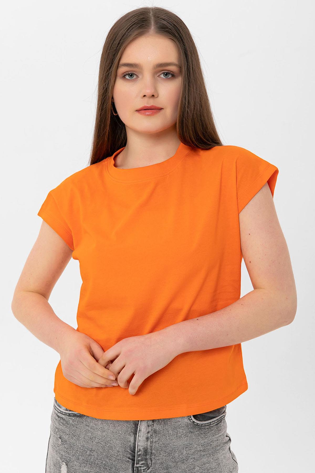 Kadın Bisiklet Yaka Basic T-Shirt