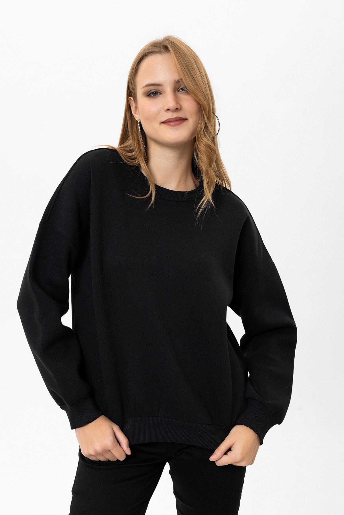 Kadın Bisiklet Yaka Oversize Sweatshirt