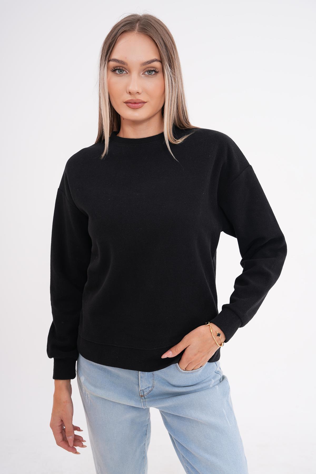 Kadın Bisiklet Yaka Selanik Örme Sweatshirt 255010 - 265315
