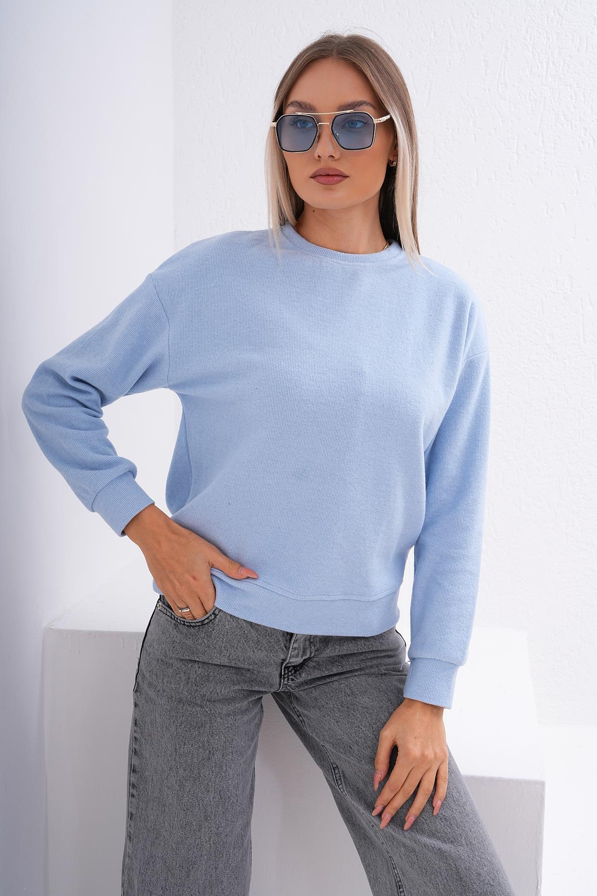 Kadın Bisiklet Yaka Selanik Örme Sweatshirt 255010 - 265315