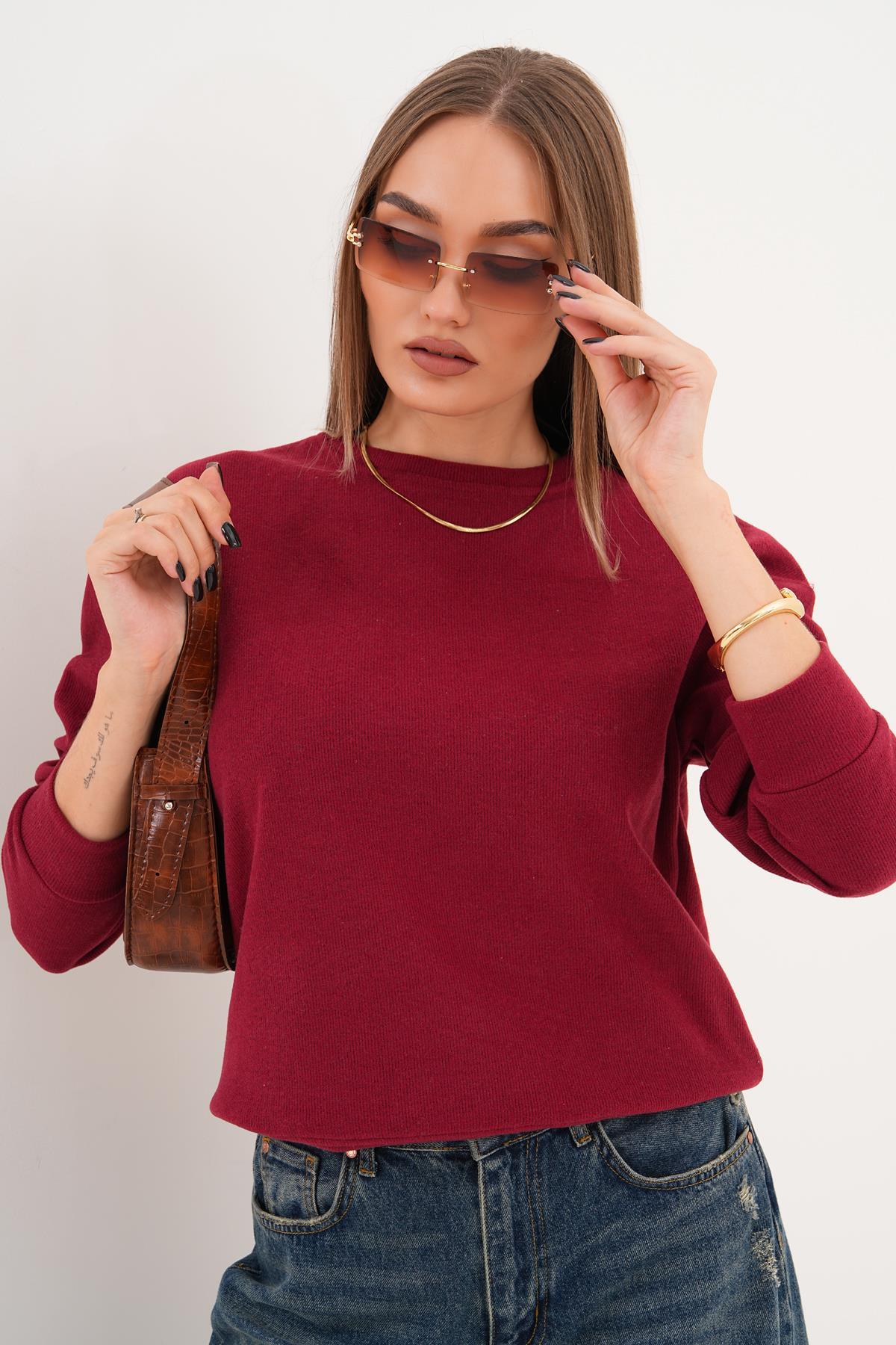 Kadın Bisiklet Yaka Selanik Örme Sweatshirt 255010 - 265315