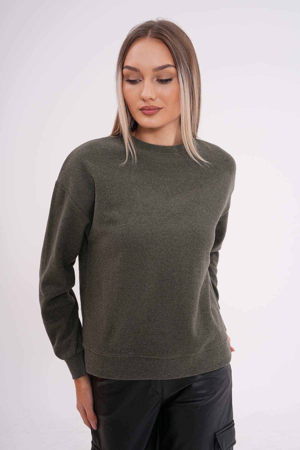 Kadın Bisiklet Yaka Selanik Örme Sweatshirt 255010 - 265315