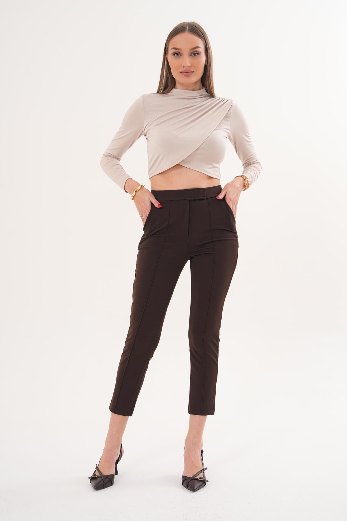 Kadın Cırt Cırt Kapamalı Çimalı Dar Paça Pantolon 260214 -