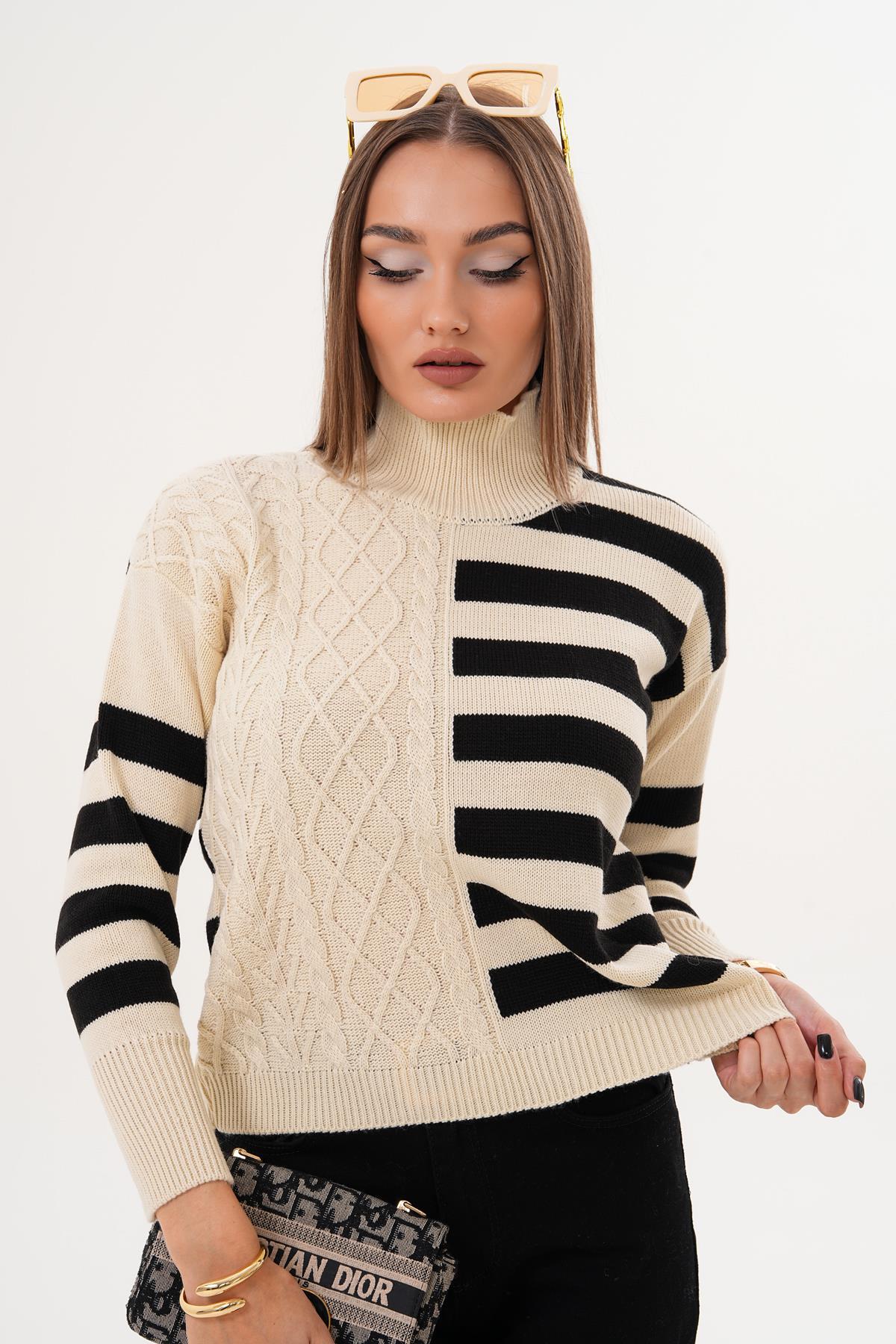 Kadın Desenli Triko Örme Kazak 255105 -