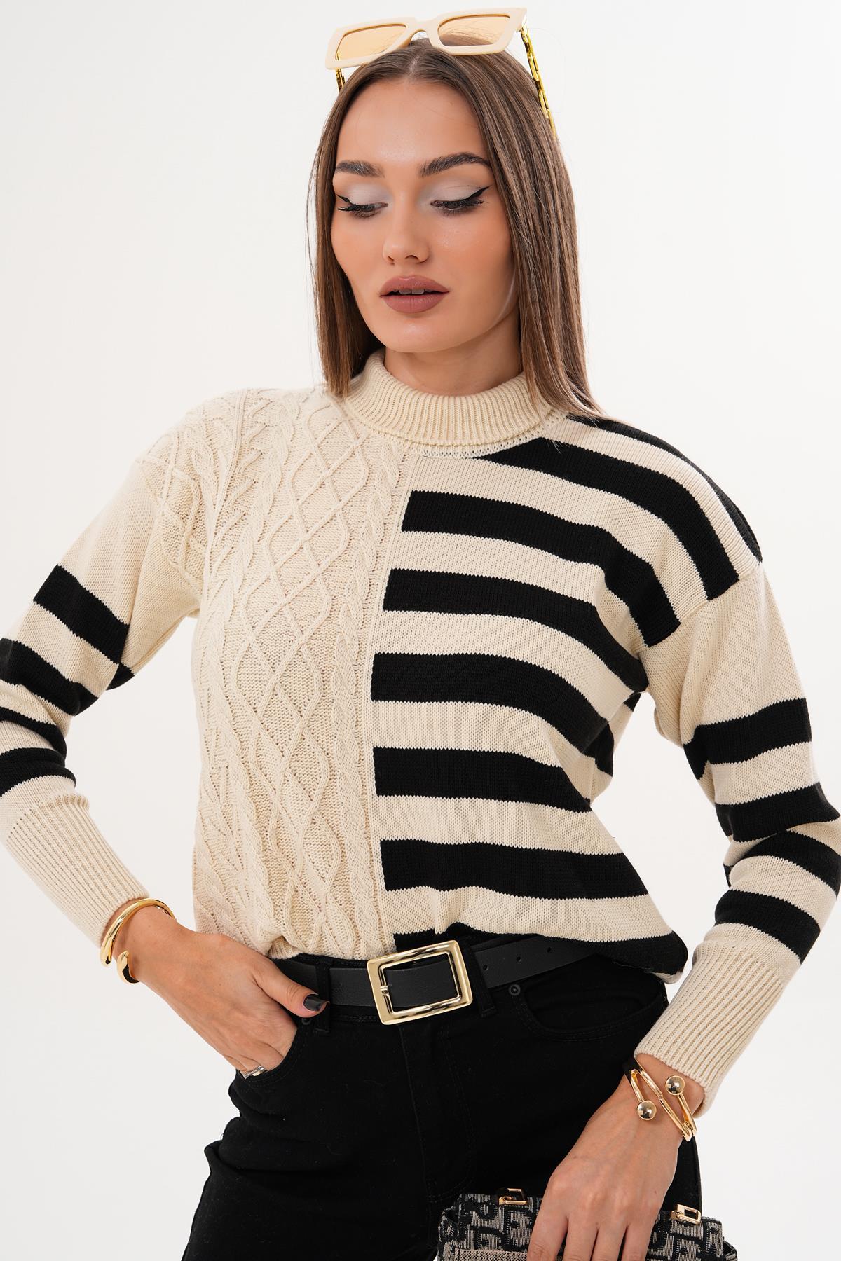 Kadın Desenli Triko Örme Kazak 255105 -