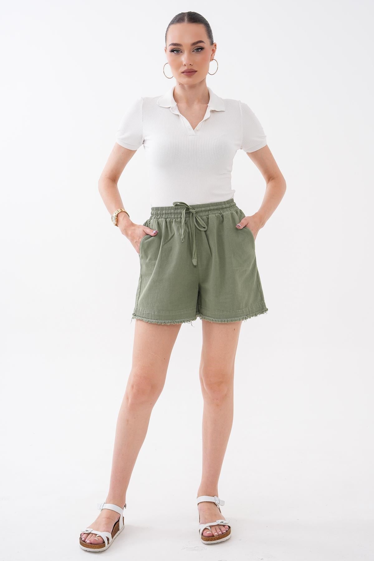 Kadın Gabardin Kısa Şort 260509 -