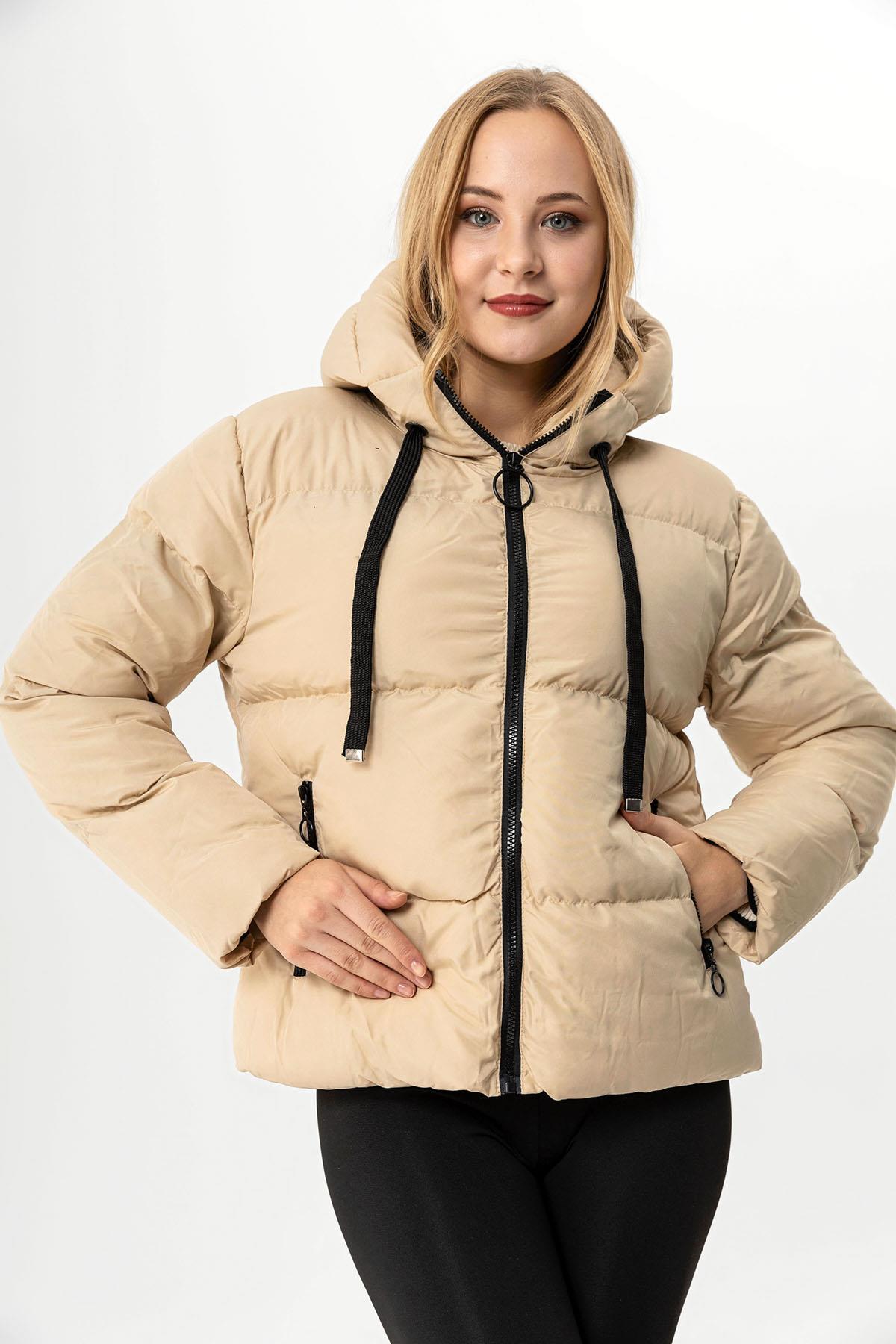 Kadın Jel Dolgu Kapüşon Detaylı Şişme Mont 255305 -