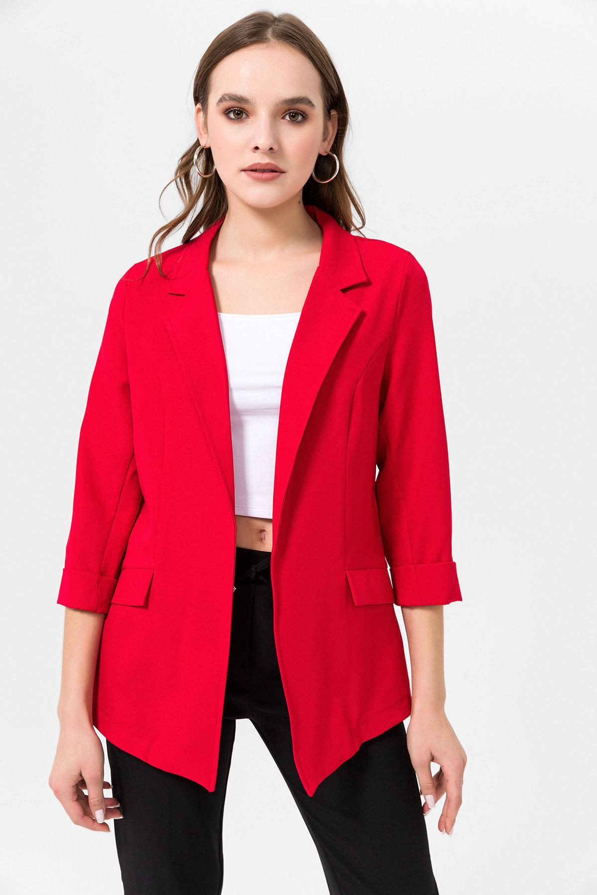 Kadın Kapri Kol Önü Açık Blazer Ceket