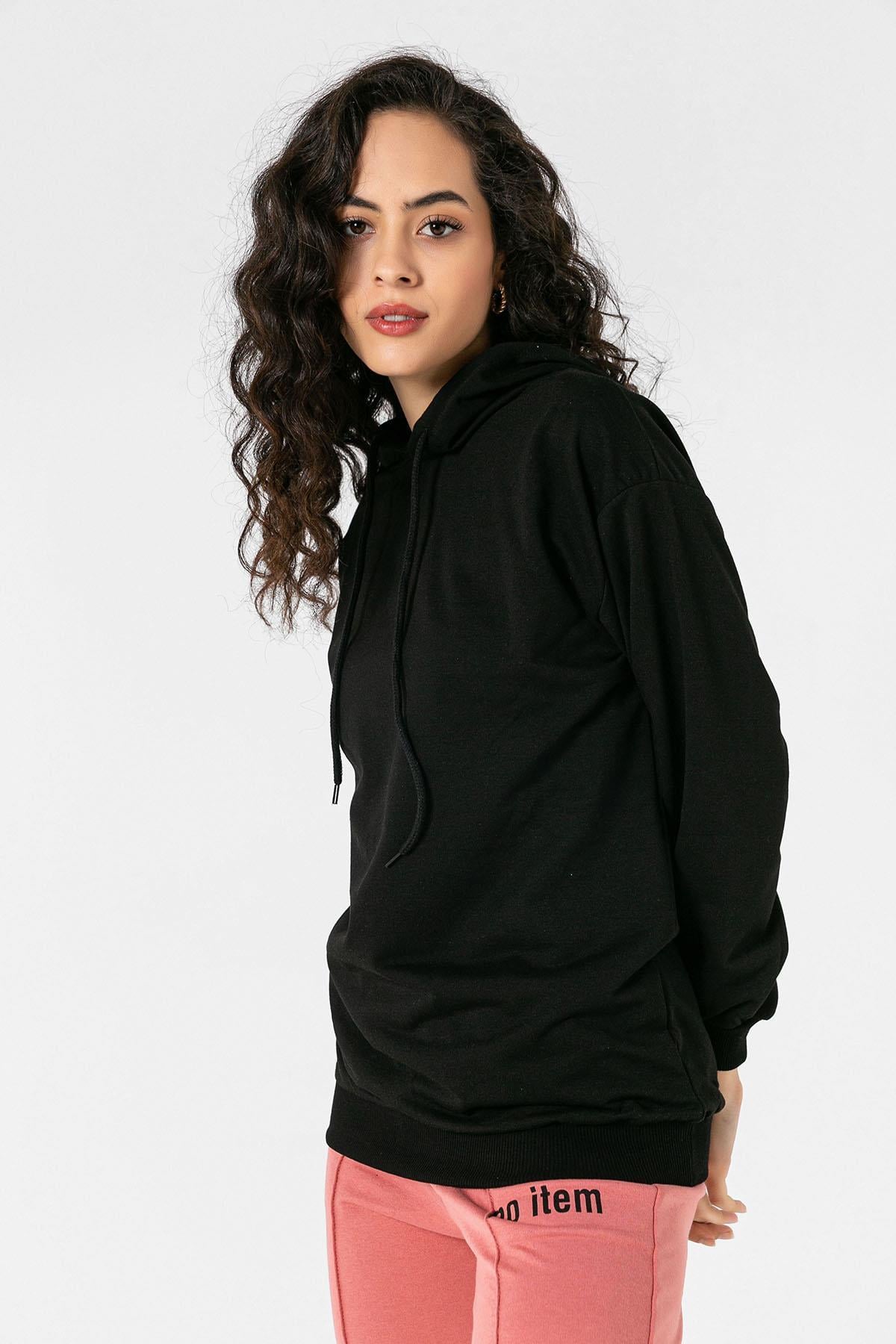 Kadın Kapüşonlu İki İplik Sweatshirt