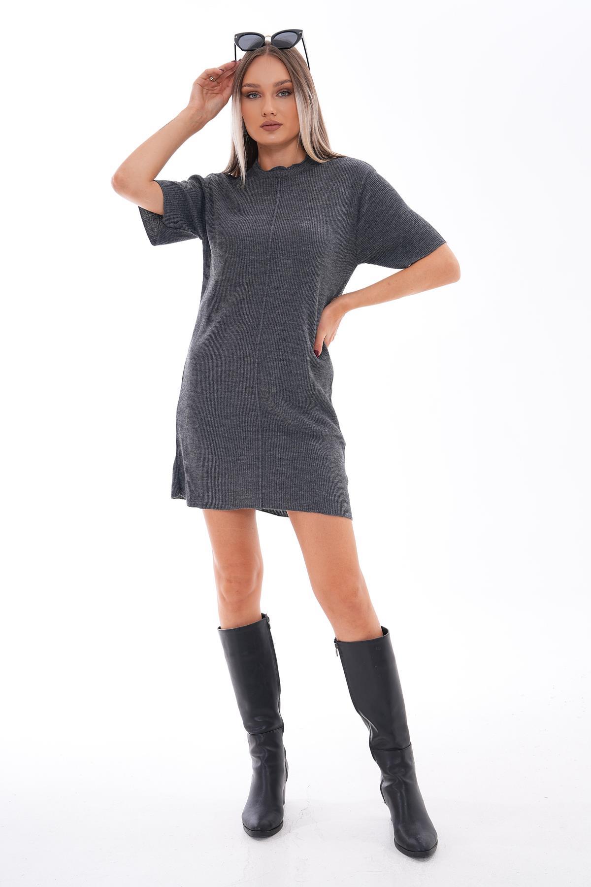Kadın Kısa Triko Örme Elbise 245156 -