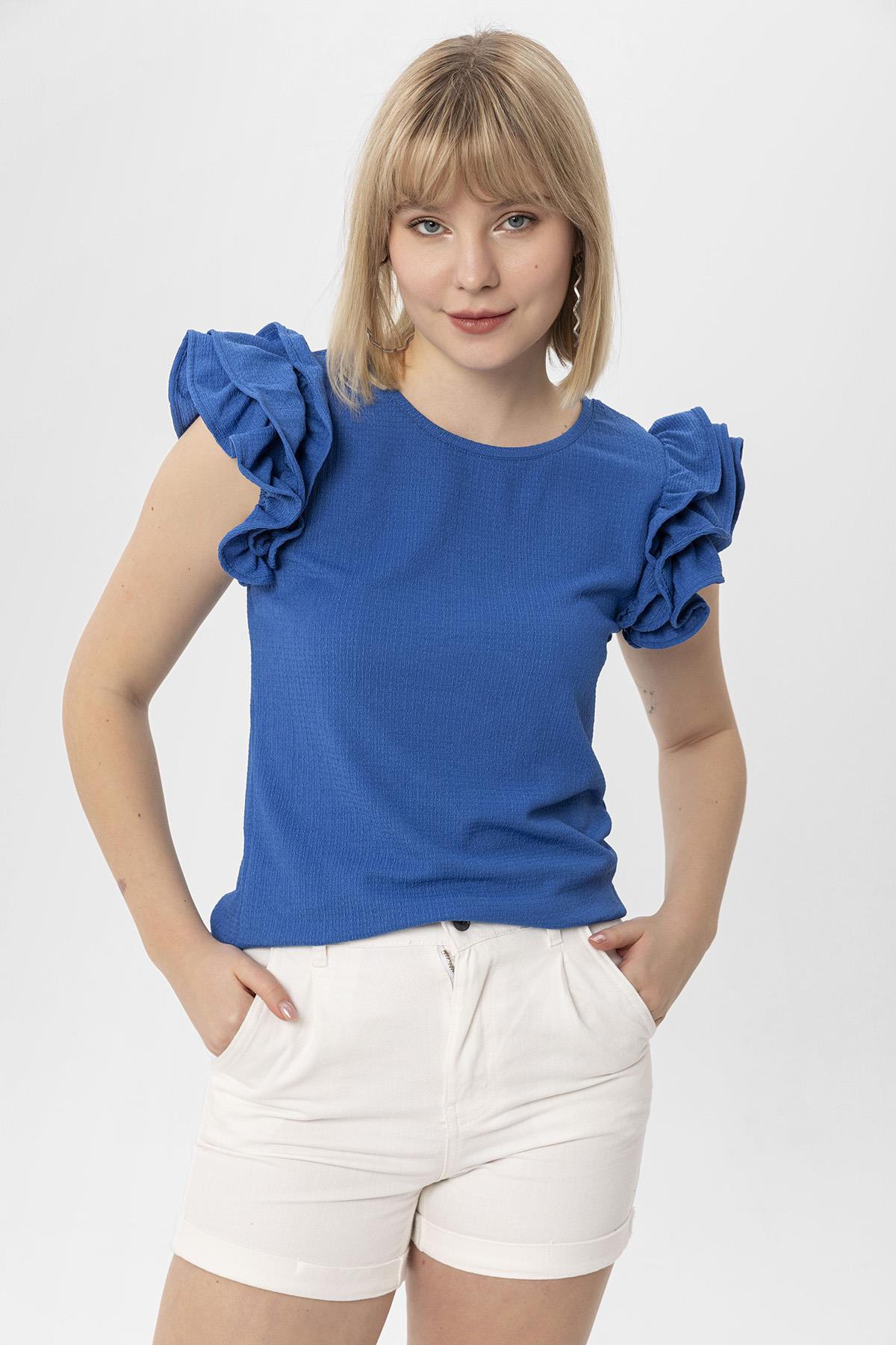 Kadın Kolları Fırfır Detaylı Bluz 240268 -