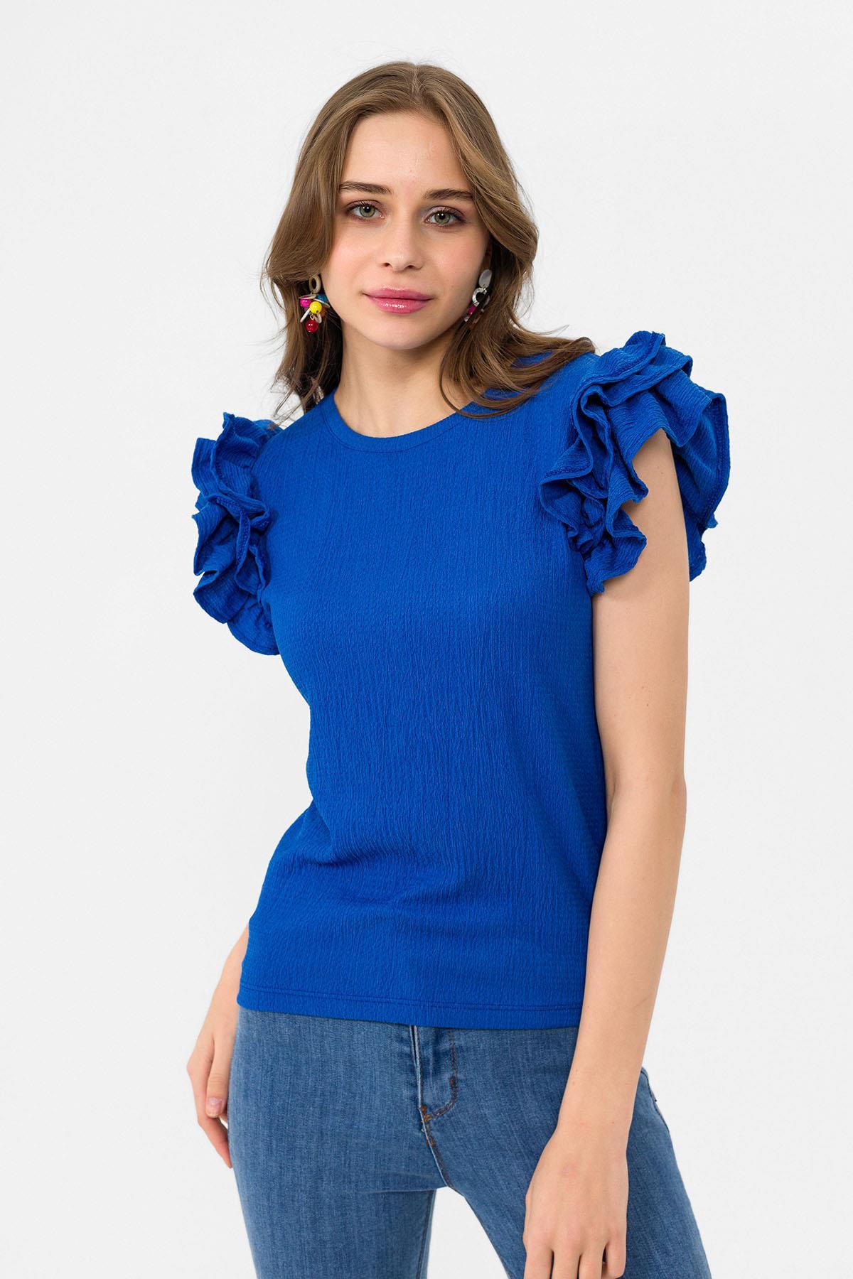Kadın Kolları Fırfır Detaylı Bluz 240268 -