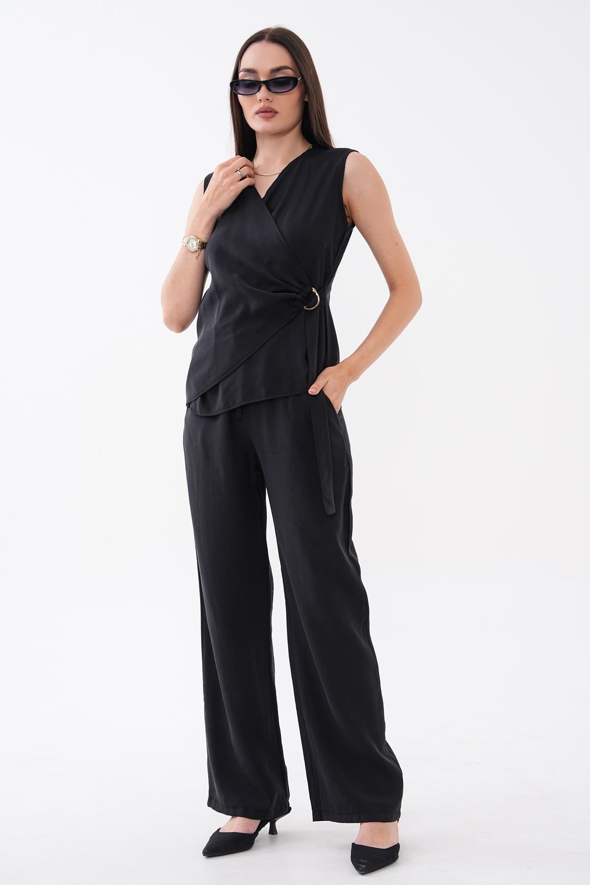 Kadın Kruvaze Bluz Pantolonlu Takım 260639 -